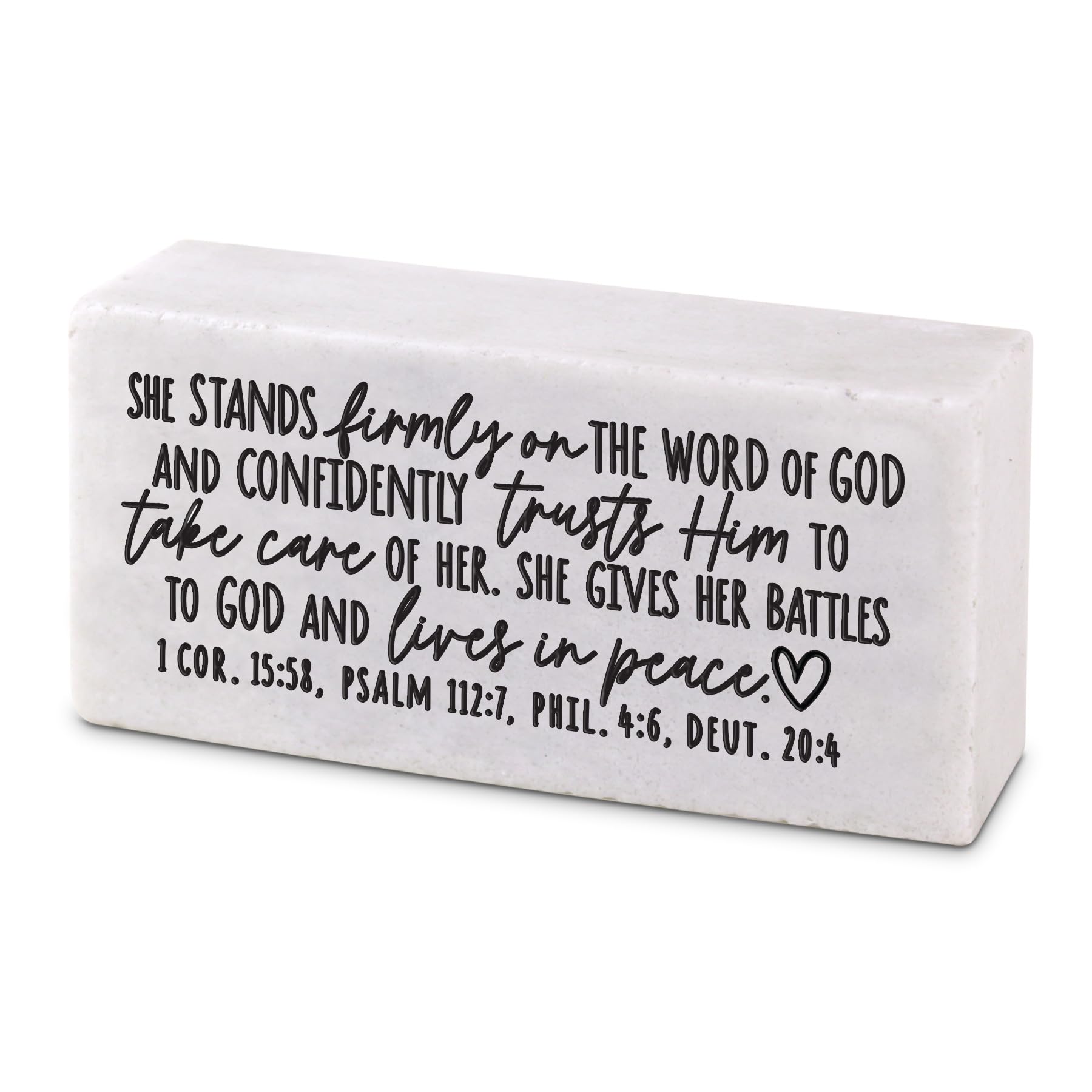 Lighthouse Christian Products Inspirational Scripture Decor -4 x 2inch - She Stands Firmly - Word of God Trust