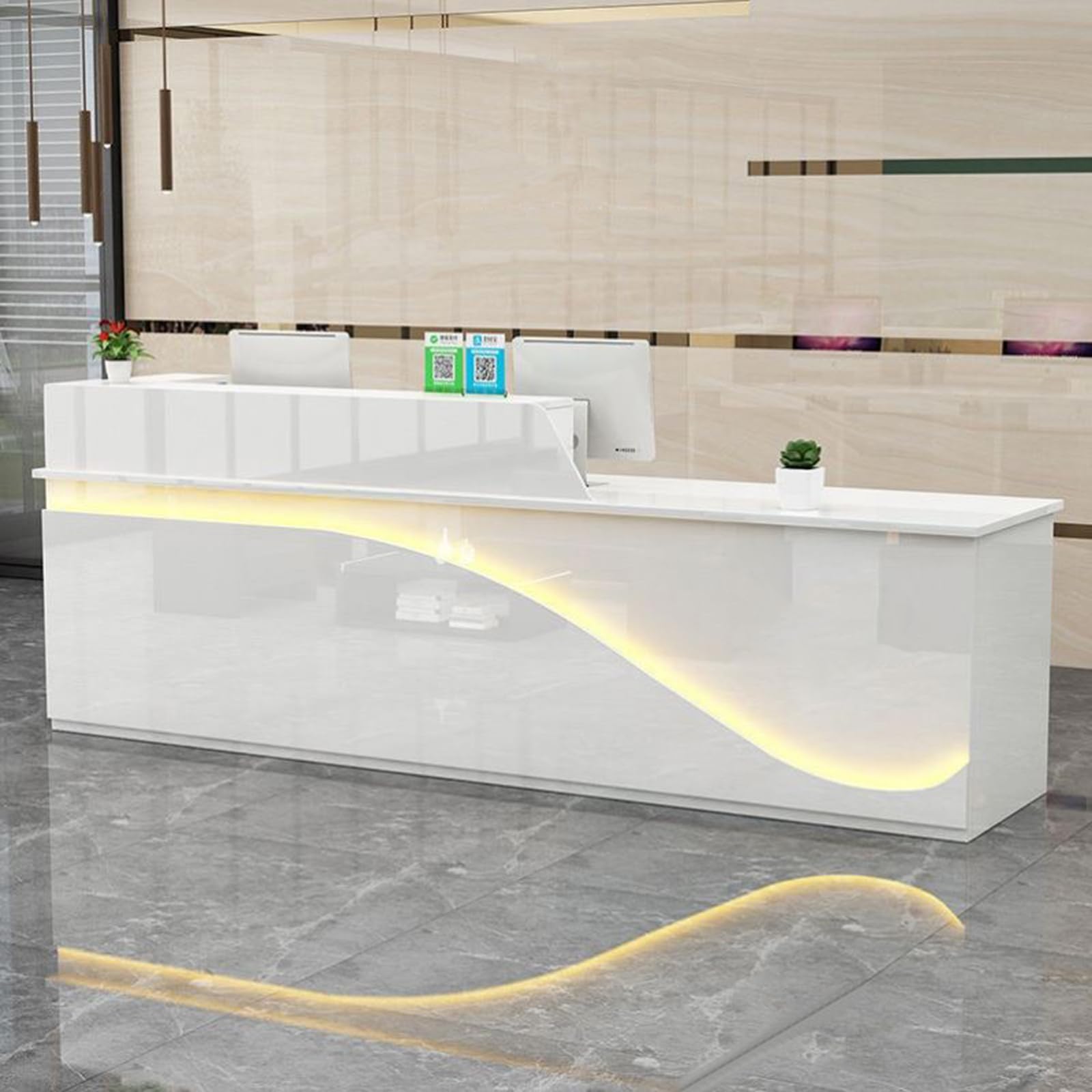 Rezeption Desk, Checkout -Schalter, Rezeptionschalterschalter, Ecception Counter Desk mit verstellbarem Regal und abschließbaren Schubladen, für Bekleidungsgeschäft, Firmenanlage, Café -Shop