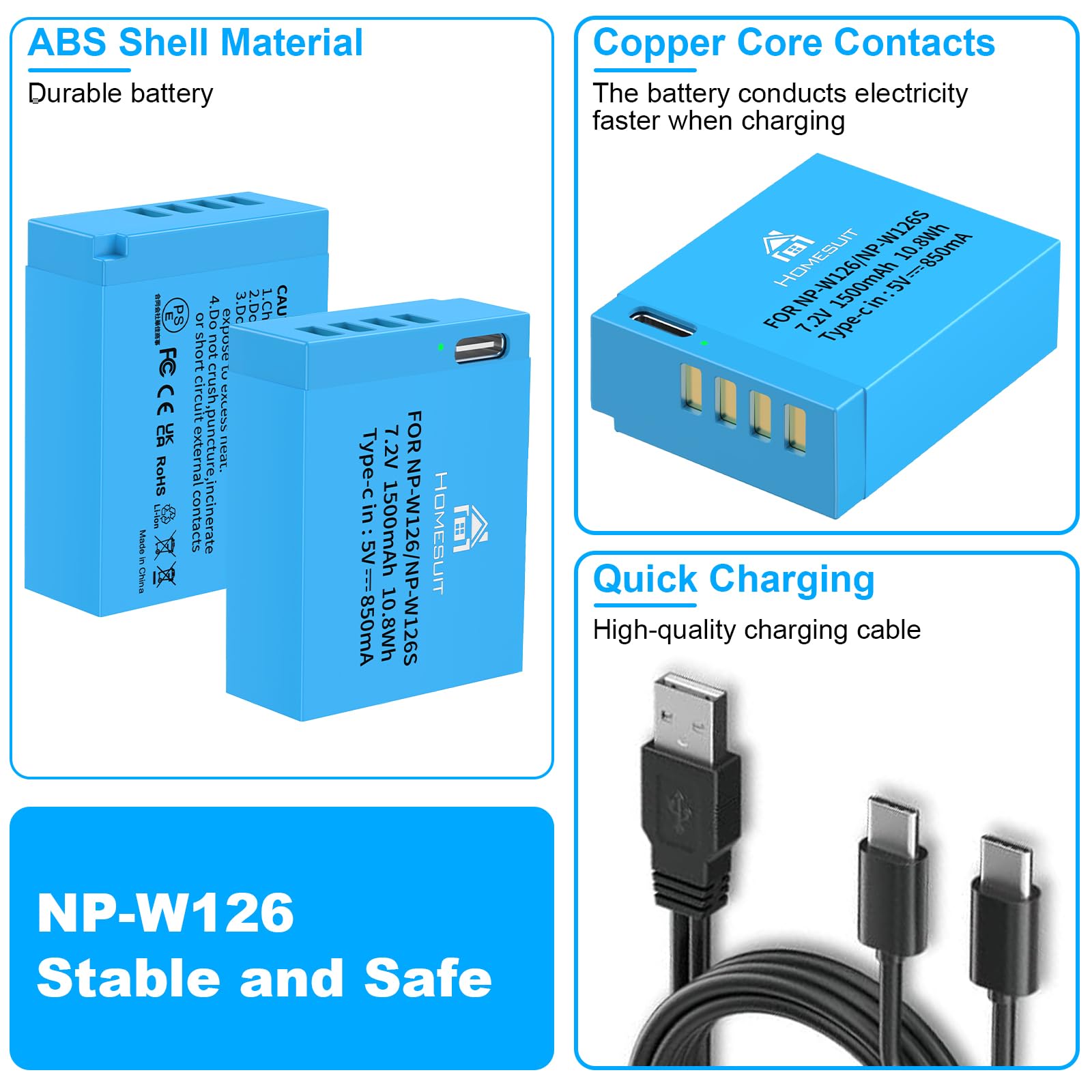 Cityork NP-W126 NP-W126S Battery LED Dual Charger For Fujifilm X100v Xt30ii Xt200 Fuji XA3 XA5 - View #5