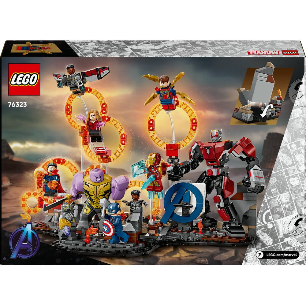 LEGO | Marvel Avengers: Koniec gry — ostateczna bitwa 76323 | Zabawka dla 10-latka, 10 postaci i ruchomy mech Ant-Mana, prezent dla fana Marvela, zestaw klocków dla dzieci, 621 elementów