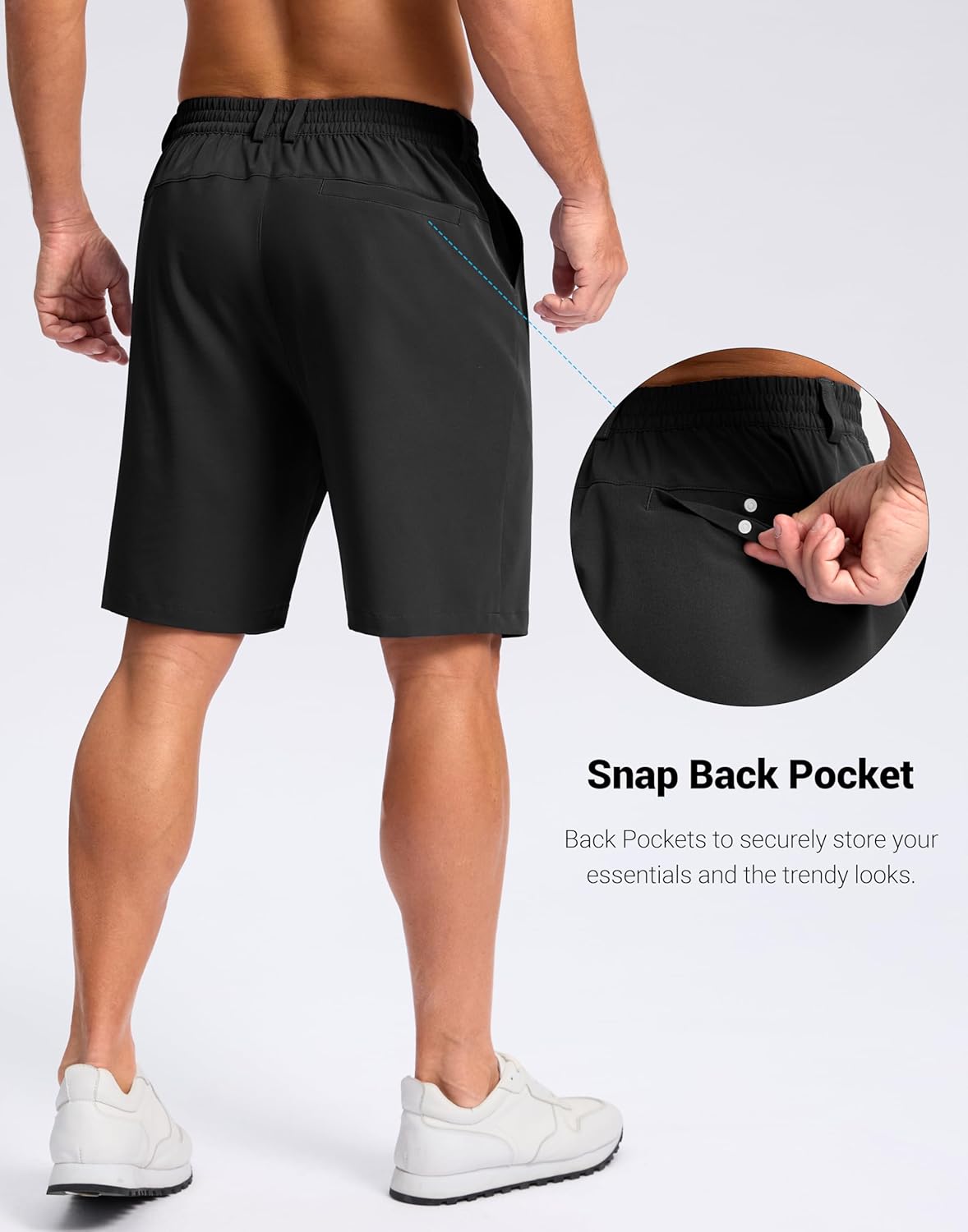 Pudolla Men's Lightweight Dress Shorts 11" Long Golf Shorts with 3 Pockets Stretch Quick Dry for Casual Travel - Image 4