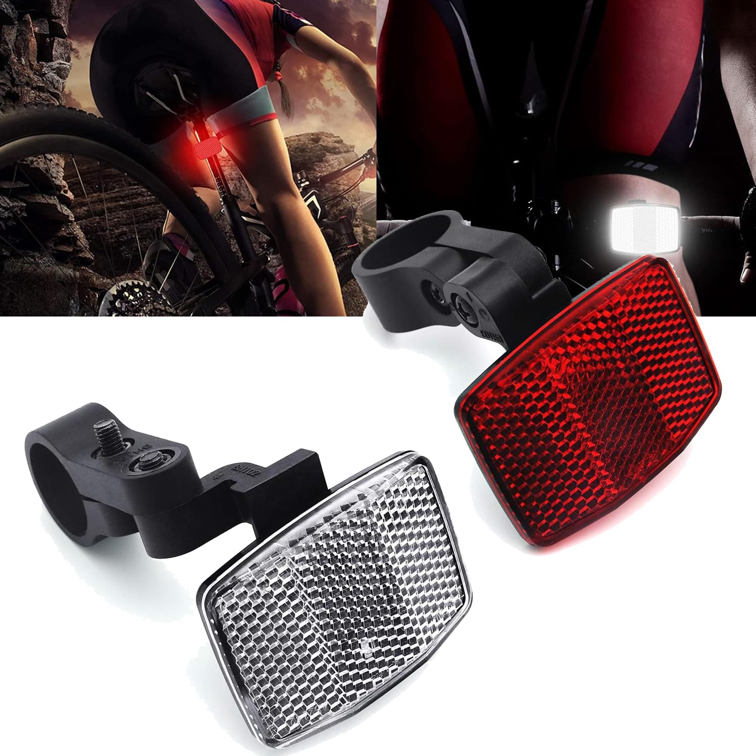 Kit Riflettori Bici: Anteriore Trasparente E Posteriore Rosso | Forma Rotonda Lowrider - Foto 2
