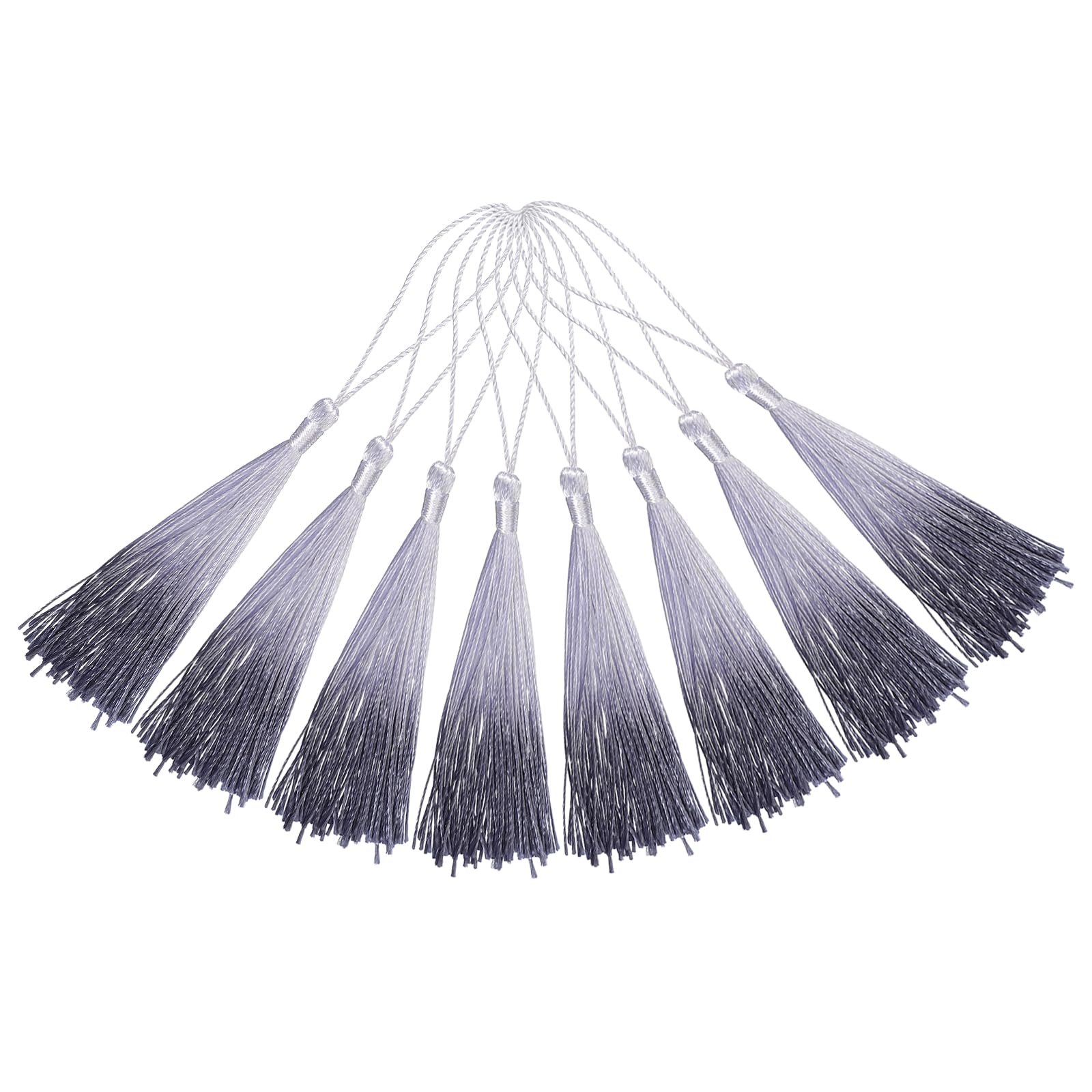 sourcing map 20Pcs Mini Bookmark Tassels, 5" Gradient Polyester Tassels Soft Handmade Silky Floss with Cord Loop for Jewelry Making, Handbag, Pendant DIY Crafts, OR Gray