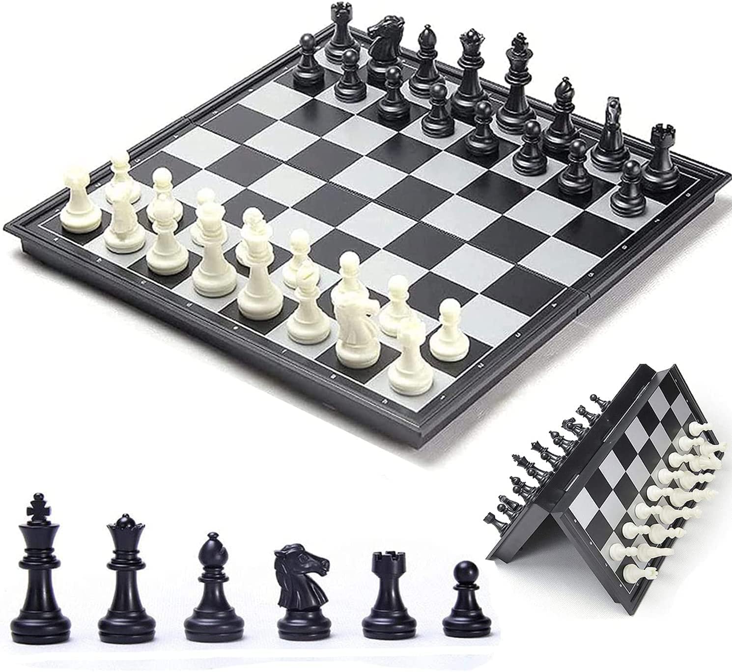 SYGA Magnetic Chess Board Set Game Travel Chess Set Magnetic Chess Set Chess Draughts Set 2 in 1 Foldable Portable Chess Board Set Traditional Strategy Game for Kids/Children/Adults-31cm*31cm (B09Q837S3N) Amazon Price History, Amazon Price Tracker