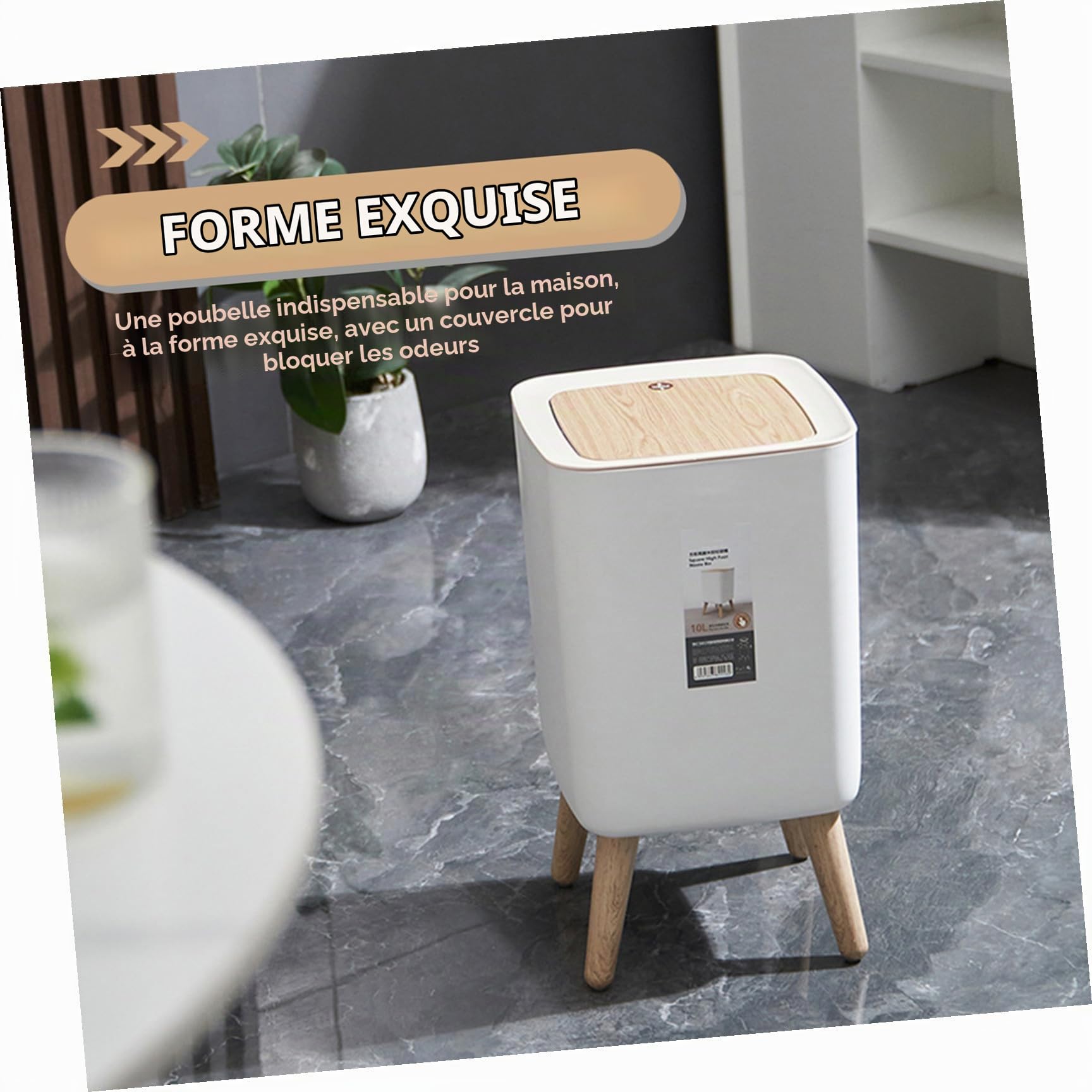 PRETYZOOM Poubelle à Pression 10 L en PP et ABS Cuisine et Salle de Bain