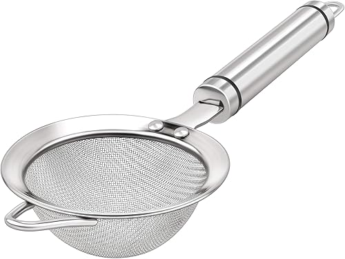 Coladores de malla fina de acero inoxidable 304 de 3.35 pulgadas para cocina, colador con asa, tamices de metal para alimentos, arroz, aceite,