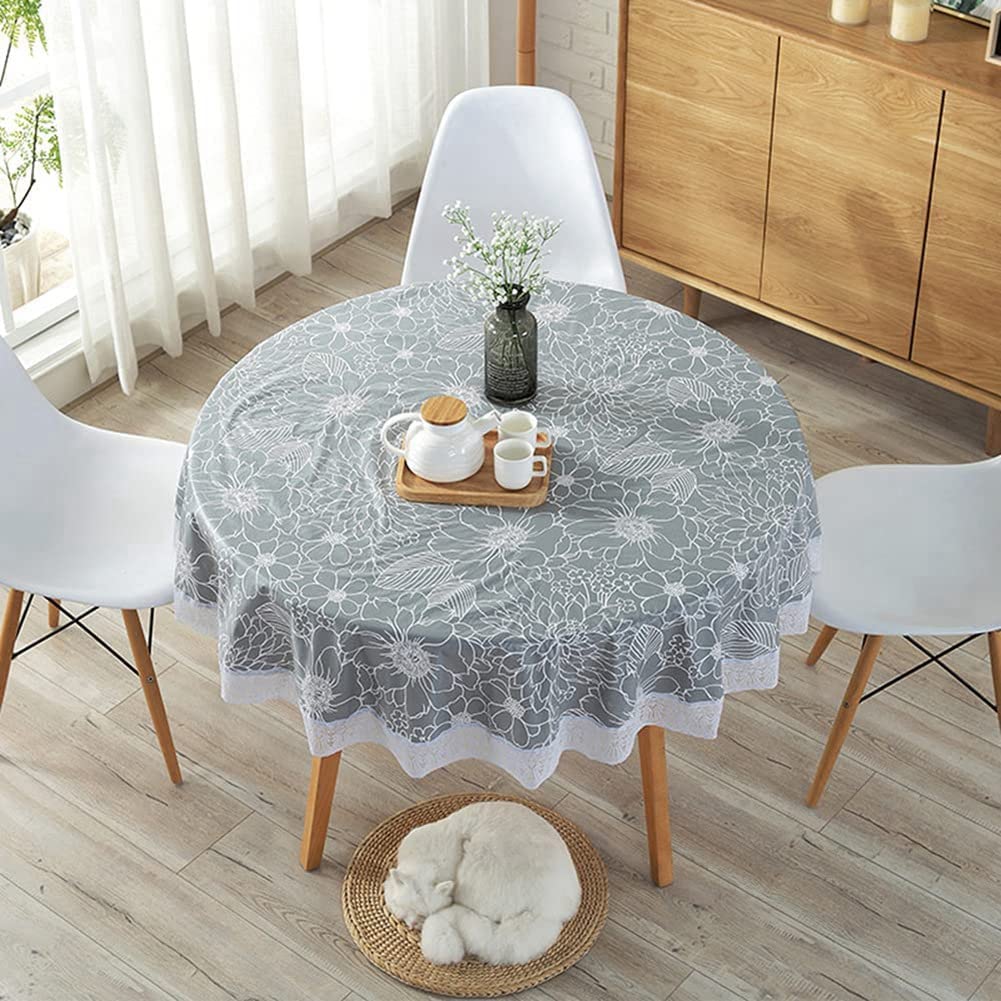 Tovaglia Rotonda In Poliestere Grigio Chiaro – Impermeabile E Antimacchia – Ø 180 Cm