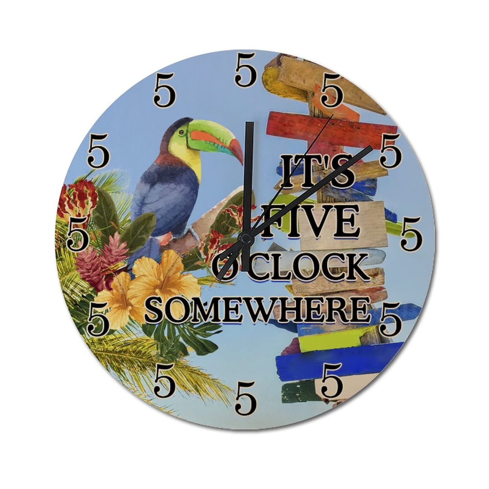 Horloge murale It's Five O'Clock Somewhere silencieuse 38,1 x 38,1 cm