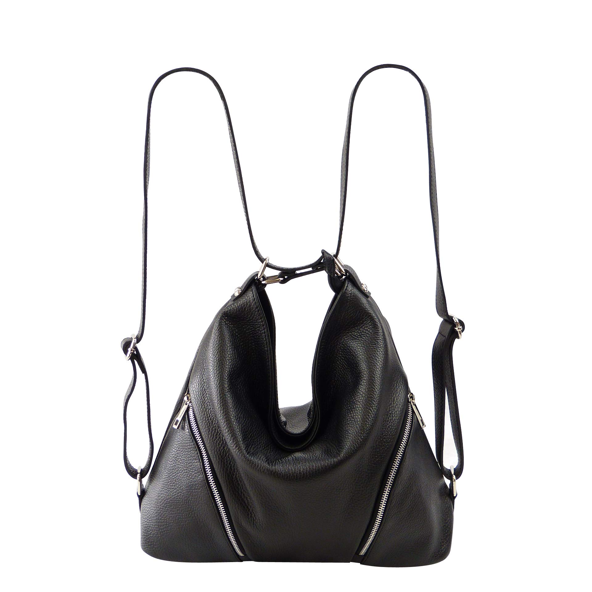 SH Leder 2in1 Handtasche Rucksack Damen Schultertasche Daypack CityRucksack aus Echt genarbt Leder (B 35cm x H 34cm xT 12cm) Sara G689