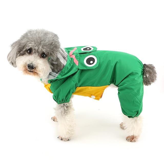 Foto 2 de 7 de ZUNEA Chubasquero para Perros Pequeños Impermeable con Capucha Ropa con Forro Malla Divertido Conejo Rana…