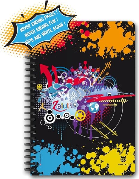 Zolut A5 Ruled Reusable and Eco-Friendly Dry Erase Notebook with Pen and Pen Holder, Whiteboard Notebook with Removable Pages (Big Bang)