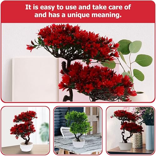 Miniatura 8 de Happyyami 2 piezas de árbol bonsái artificial en maceta, pino japonés sintético, plantas falsas en maceta para el hogar, oficina, escaparate de