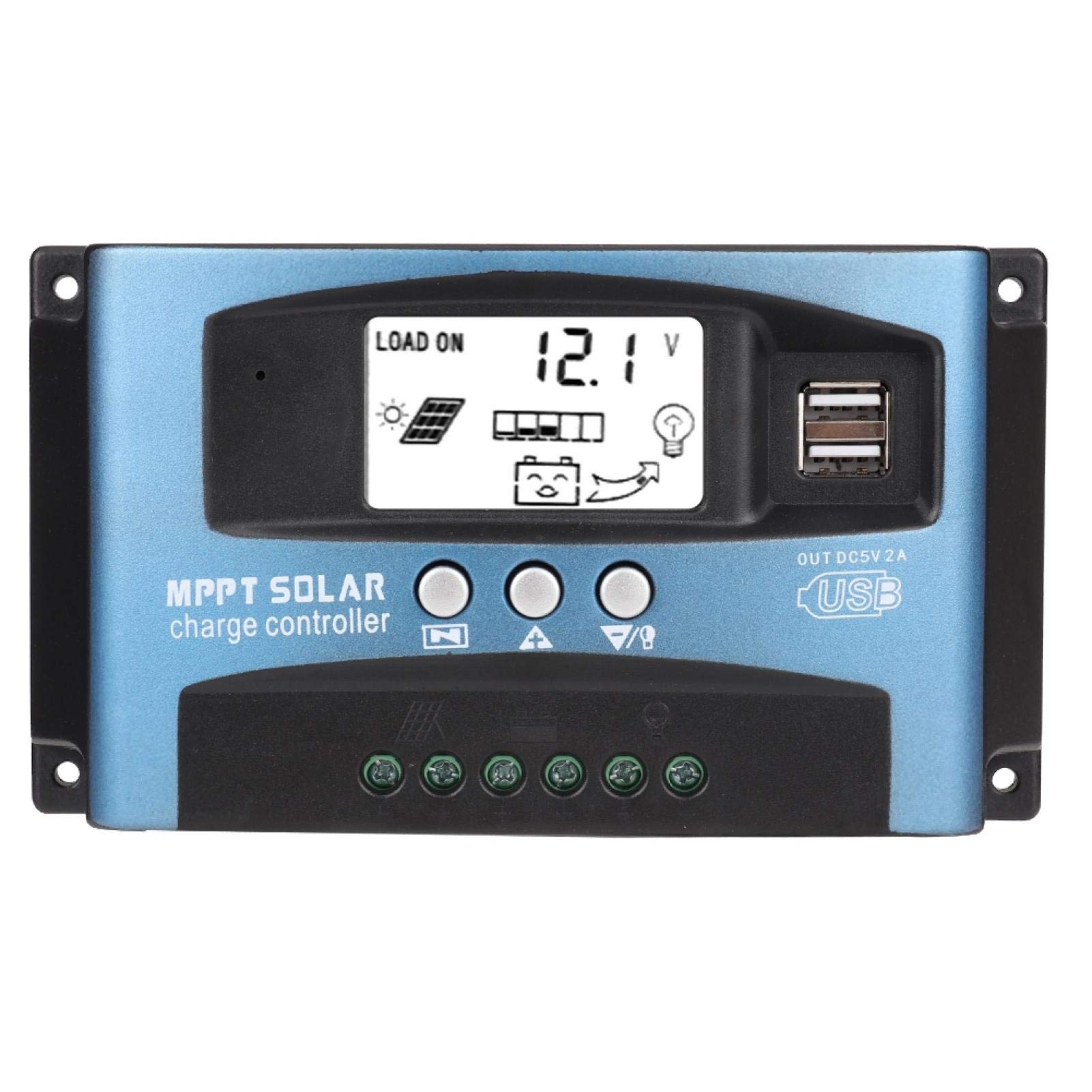 MPPT Solar Charge Controller 40A 50A 60A 100A Solar Panel Regulator Charge Battery Regulator Dual USB Port Negative Ground W/LCD Display 12V 24V (50A)