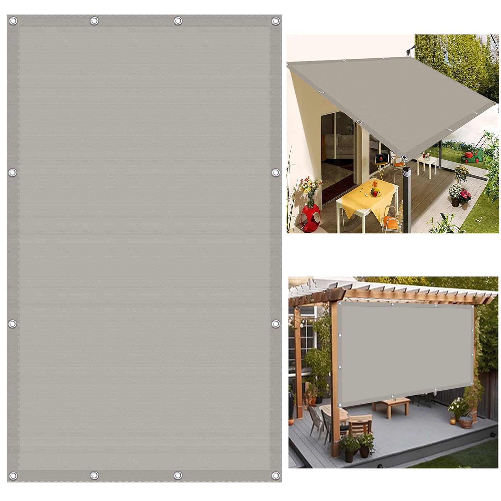 Voile d'ombrage étanche 6.5 x 8 m anti-UV pour abriter terrasse et pelouse du soleil