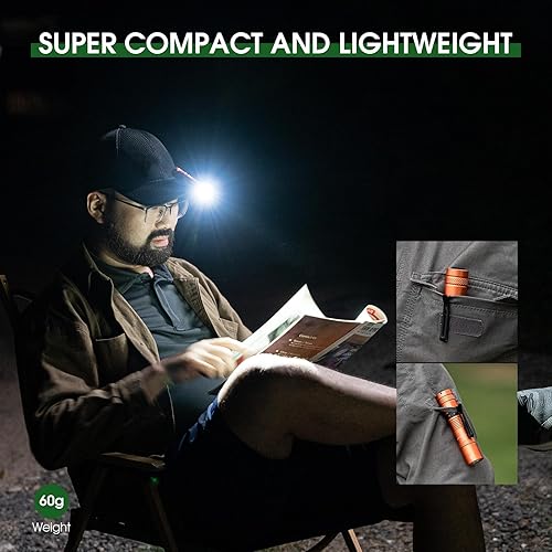 Miniatura 4 de Linternas recargables de 1200 lúmenes, linterna EDC de bolsillo, AA de alto lúmenes con clip, linterna pequeña súper brillante, luz de flash de 4