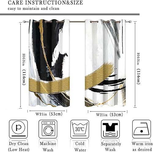 Miniatura 10 de Cortinas de mármol negro y dorado para dormitorio, pintura al óleo moderna abstracta y moderna, estampado geométrico de acuarela, aislamiento