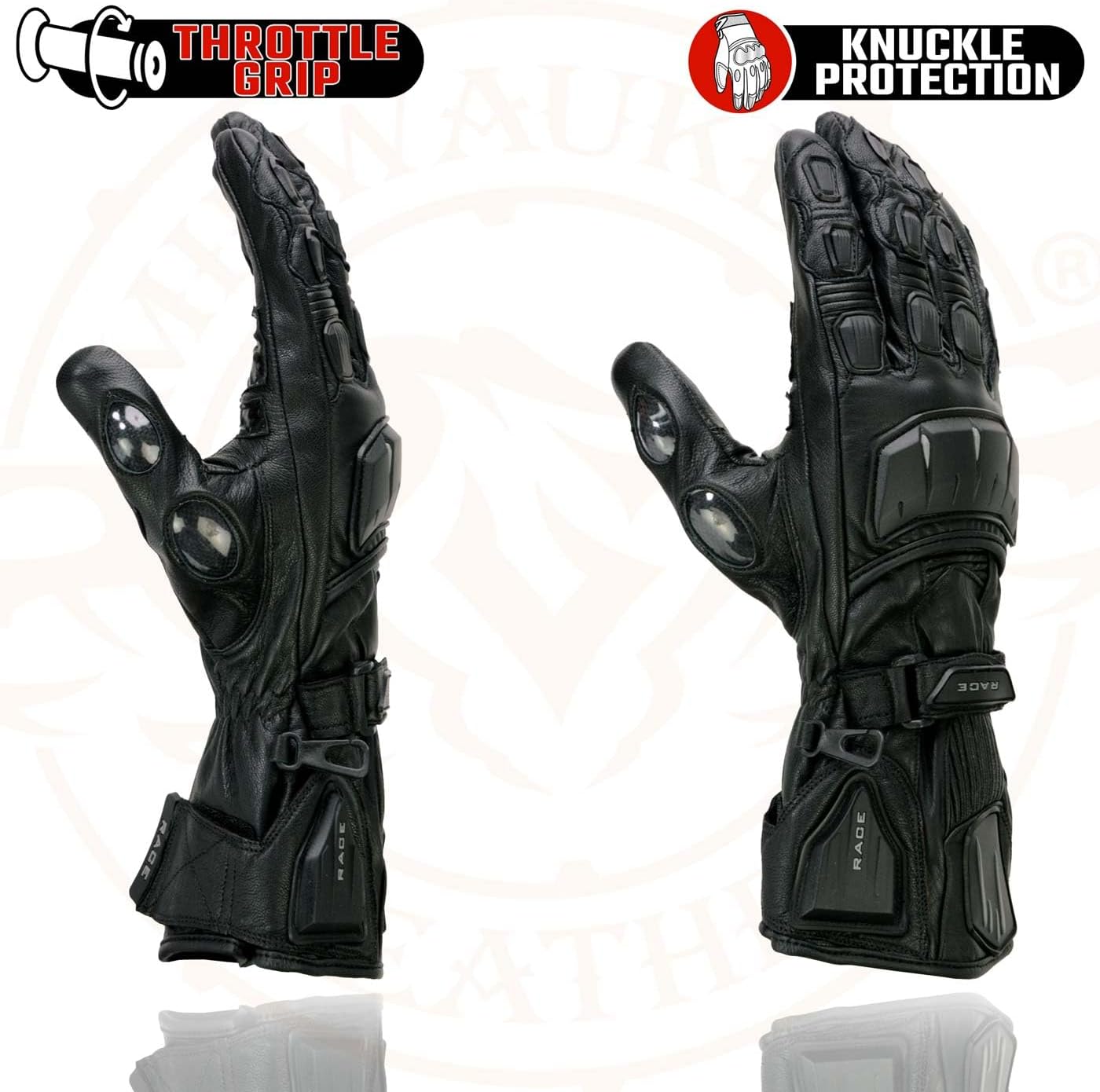 Milwaukee Leather Men's Leather Gauntlet Lined Motorcycle Hand Gloves - Small - Image 4