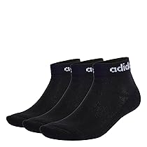 adidas Mixte Think Linear Ankle Socks 3 Pairs, Black, White, 45-48