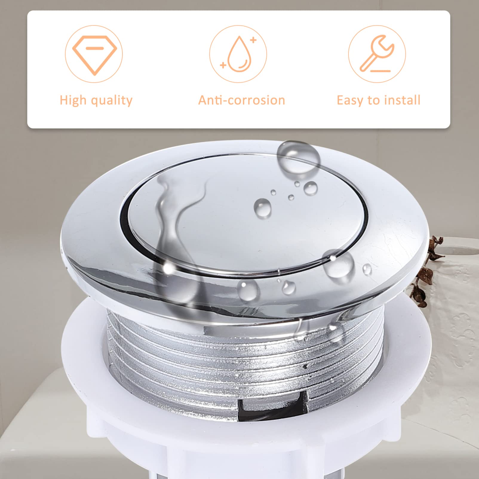 Kit Chasse D'Eau Double Bouton Doré - Compatible Châssis Sigma, économie D'eau, Installation Facile - 9