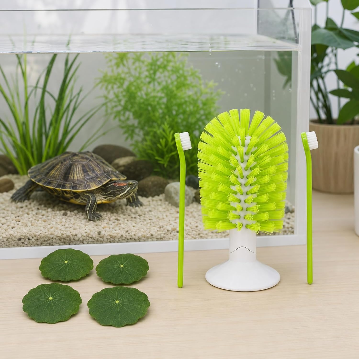 7Pcs Turtle Brush with Suction Cup for Shell Cleaning, Accessories for Reptiles