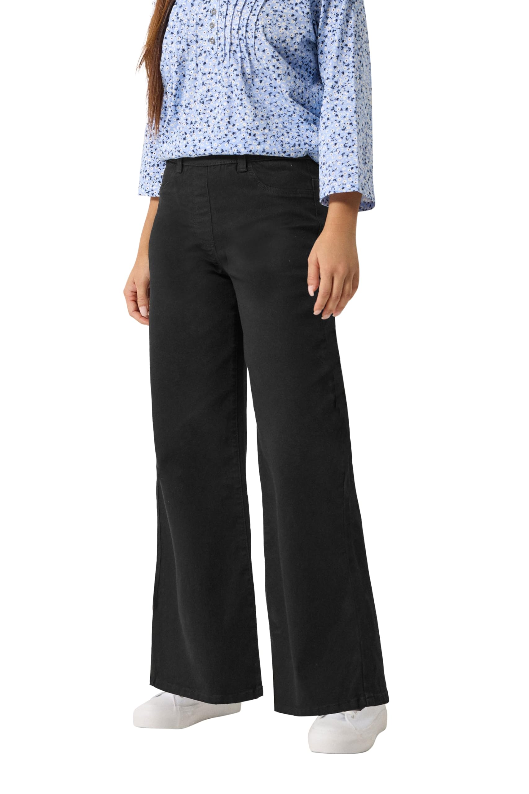 M&Co Women's Black Petite Wide Leg Jeggings In | Size: 10