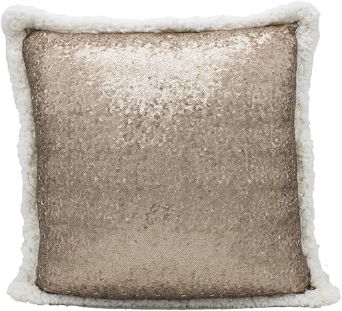 Miniatura 6 de Fennco Styles Almohada decorativa de lentejuelas y sherpa, con forma de corazón, 13 pulgadas de ancho x 14 pulgadas de largo, cojín champán para