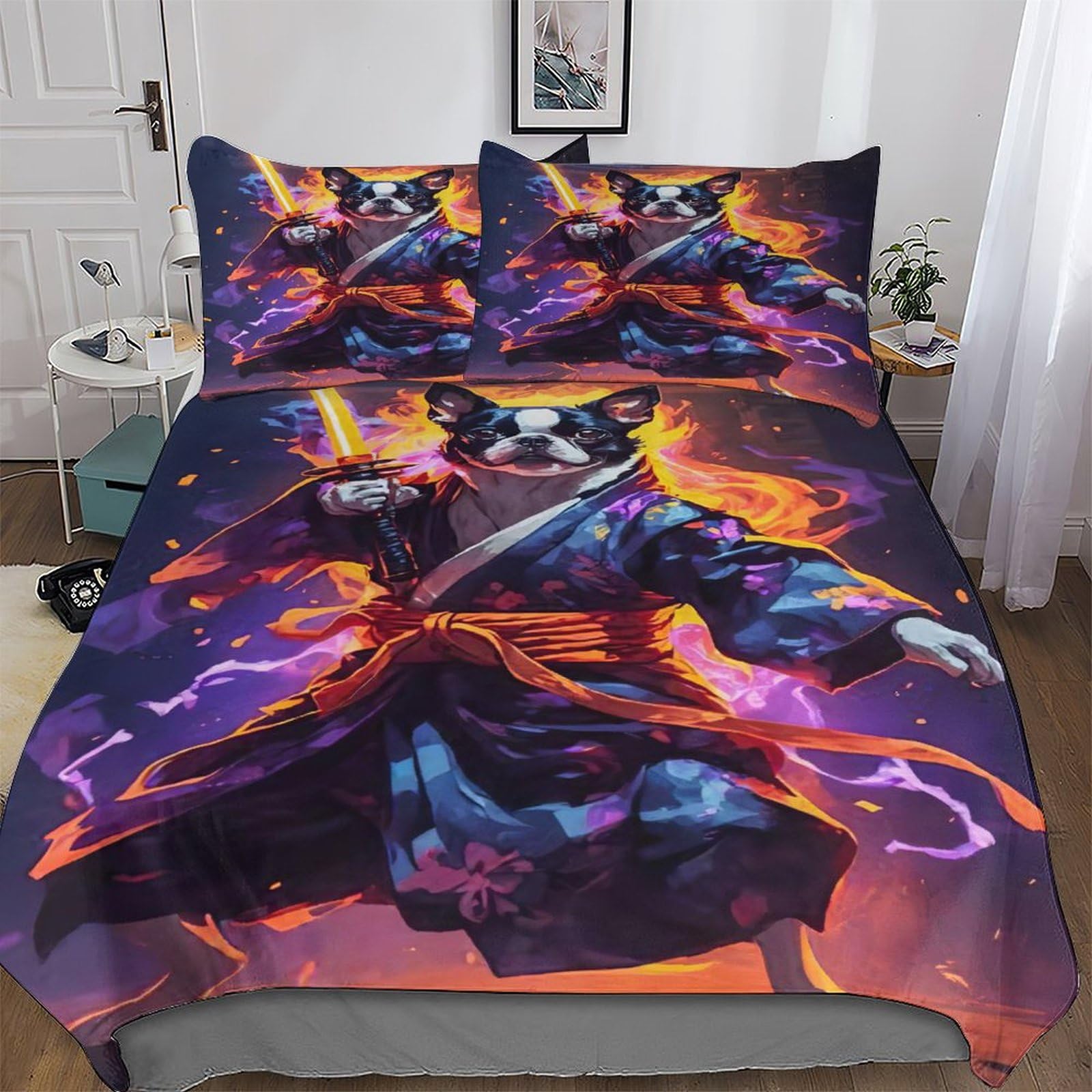 Housse de couette chien 220x240 cm avec taies en microfibre douce