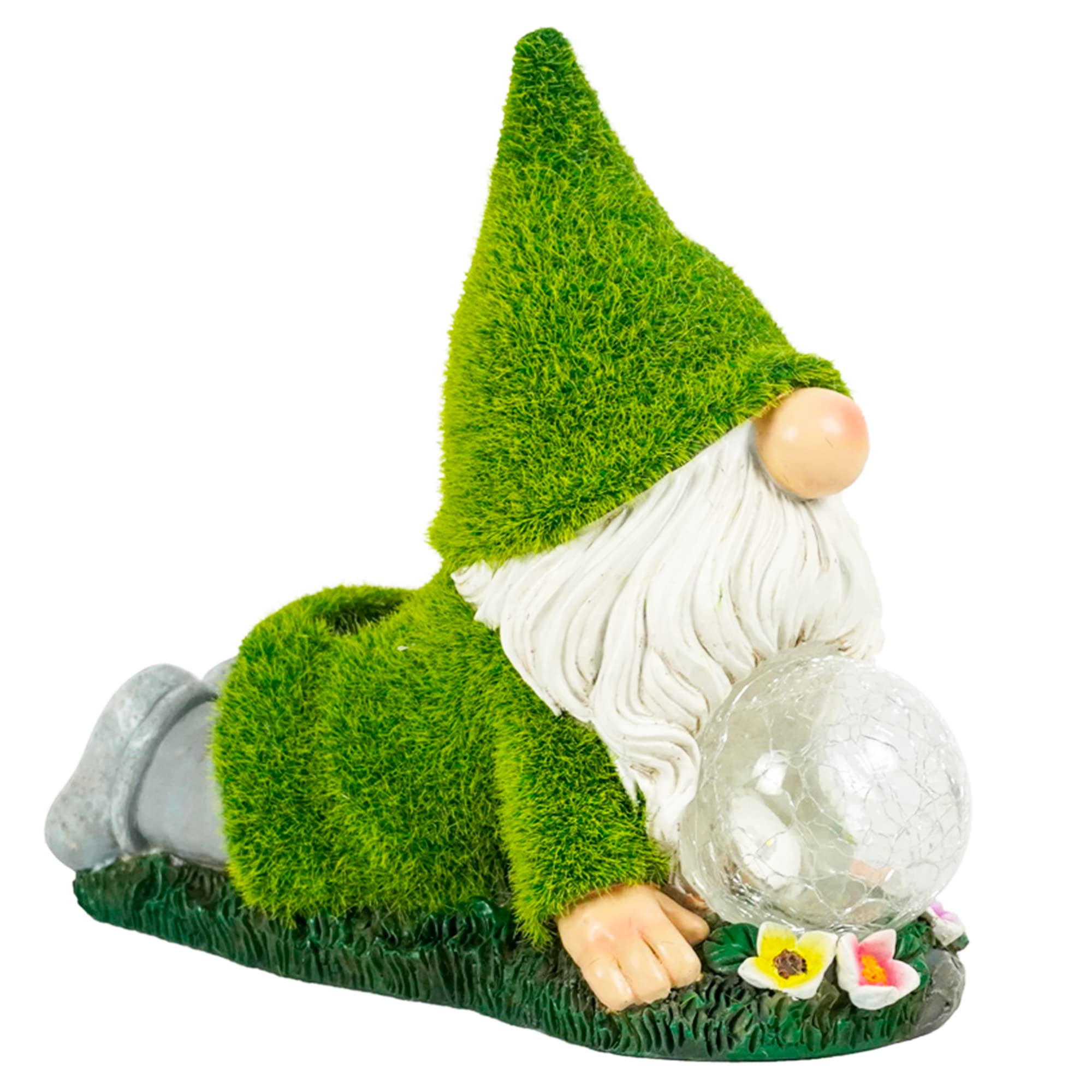 TIN DREAMS FACTORY Enanos Jardin y Decoracion Exterior, Figuras Gnomos y Enanitos Decoracion Hogar y Luz Solar Recargable, Estatuas Decorativas de Resina Exterior o Interior, Adornos Originales Casa