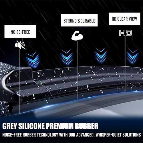 Miniatura 7 de MOTOROPT Silica View - Escobillas para limpiaparabrisas híbrido, goma de silicona gris, 5 veces más tiempo, tipo U de ajuste universal (26+22)