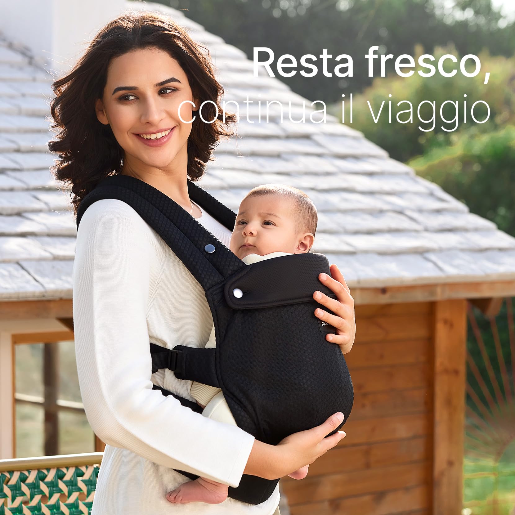 Momcozy Marsupio Traspirante in Rete, Ergonomico e Leggero, per 3,2 a 20kg(3-24 mesi) con Supporto Lombare Rinforzato, Comfort per Tutto il Giorno per Genitori a Mani Libere, Air Mesh-Nero