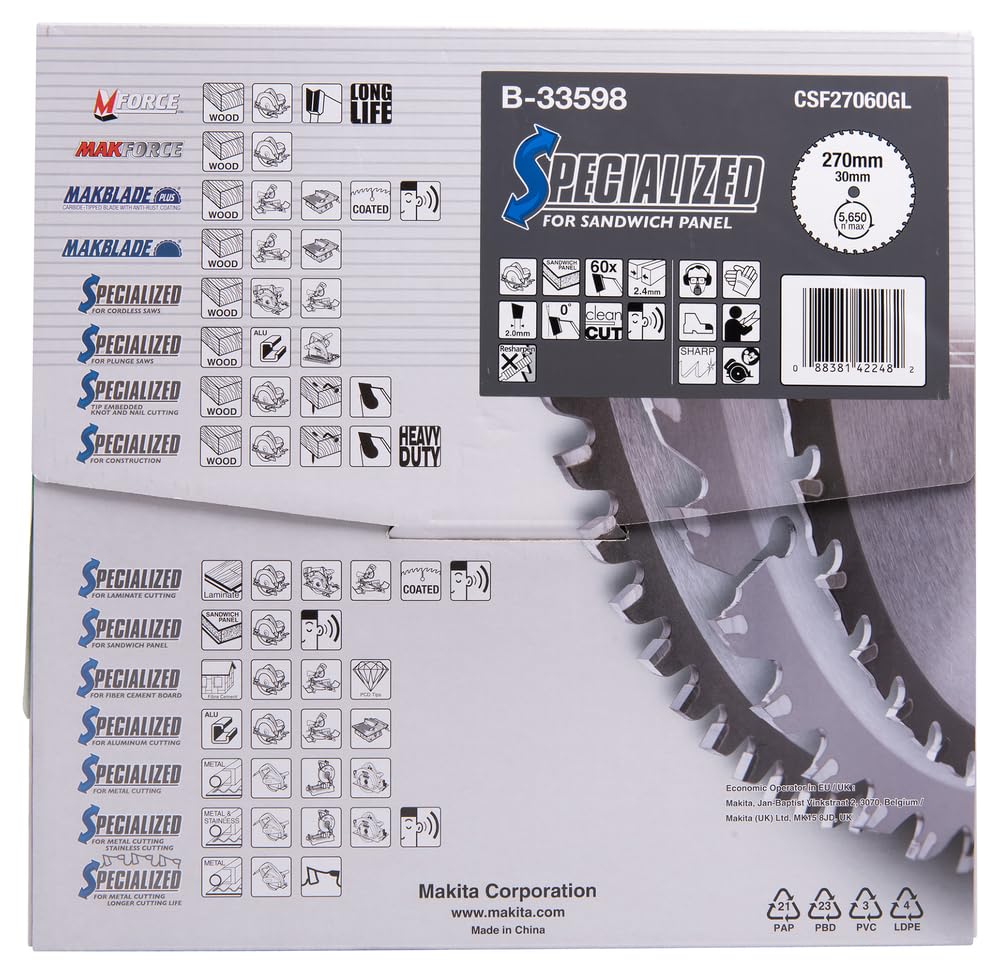 Makita B-33598 - Hoja de sierra especializada 270 x 30 mm, 60 z
