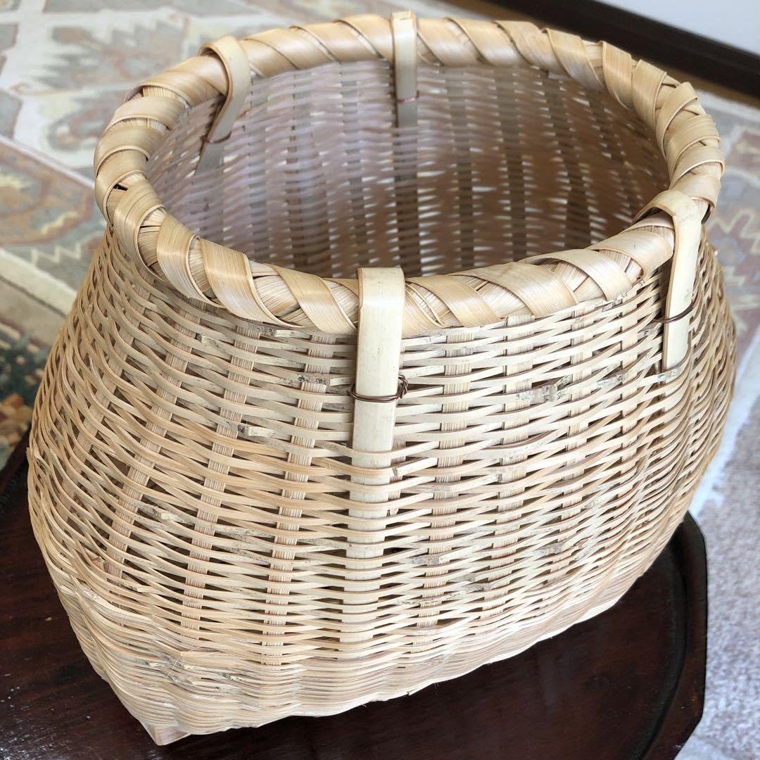 Amazon.co.jp: 竹籠 岩手の真竹細工 鳥越の竹細工 高さ28cm 伝統