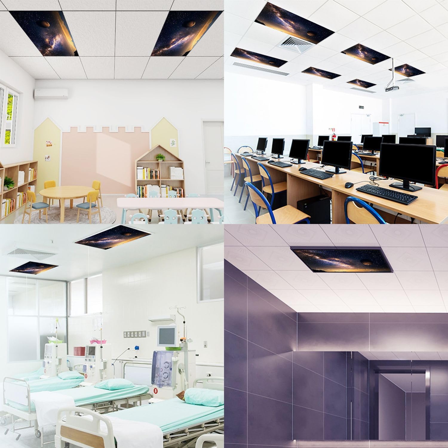 Fluorescent Light Covers for Ceiling Lights core Milky Way Above Alps Easy to Install Magnetic Light Filter for Classroom Office Hospitals School Home Decor