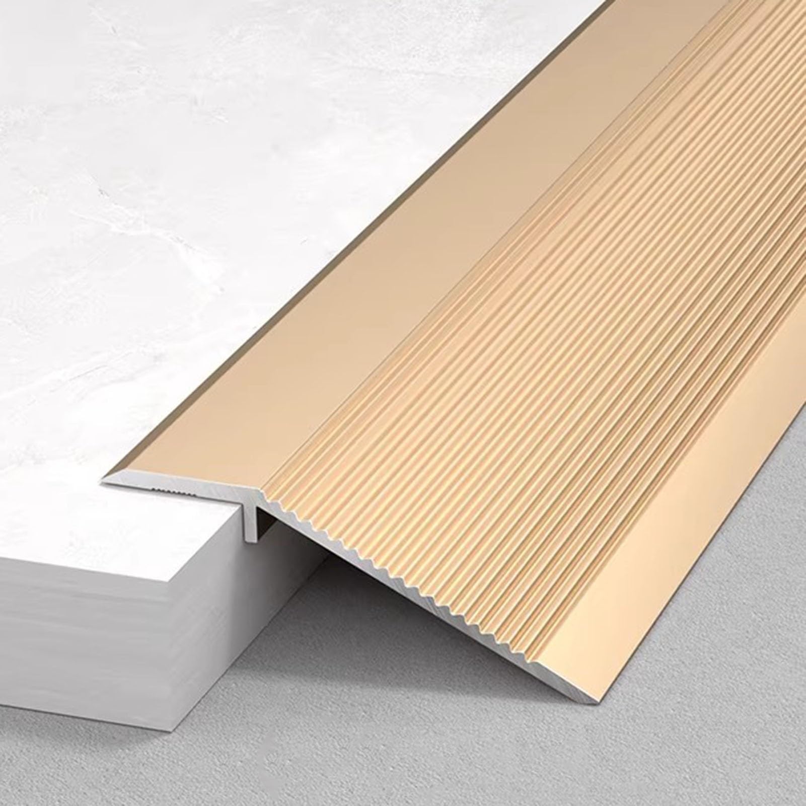 PALSINBY Transition Threshold Strip, Transition Strip Aluminum Reducer Molding Laminate Waterproof Threshold 90x10cm(Champagne)