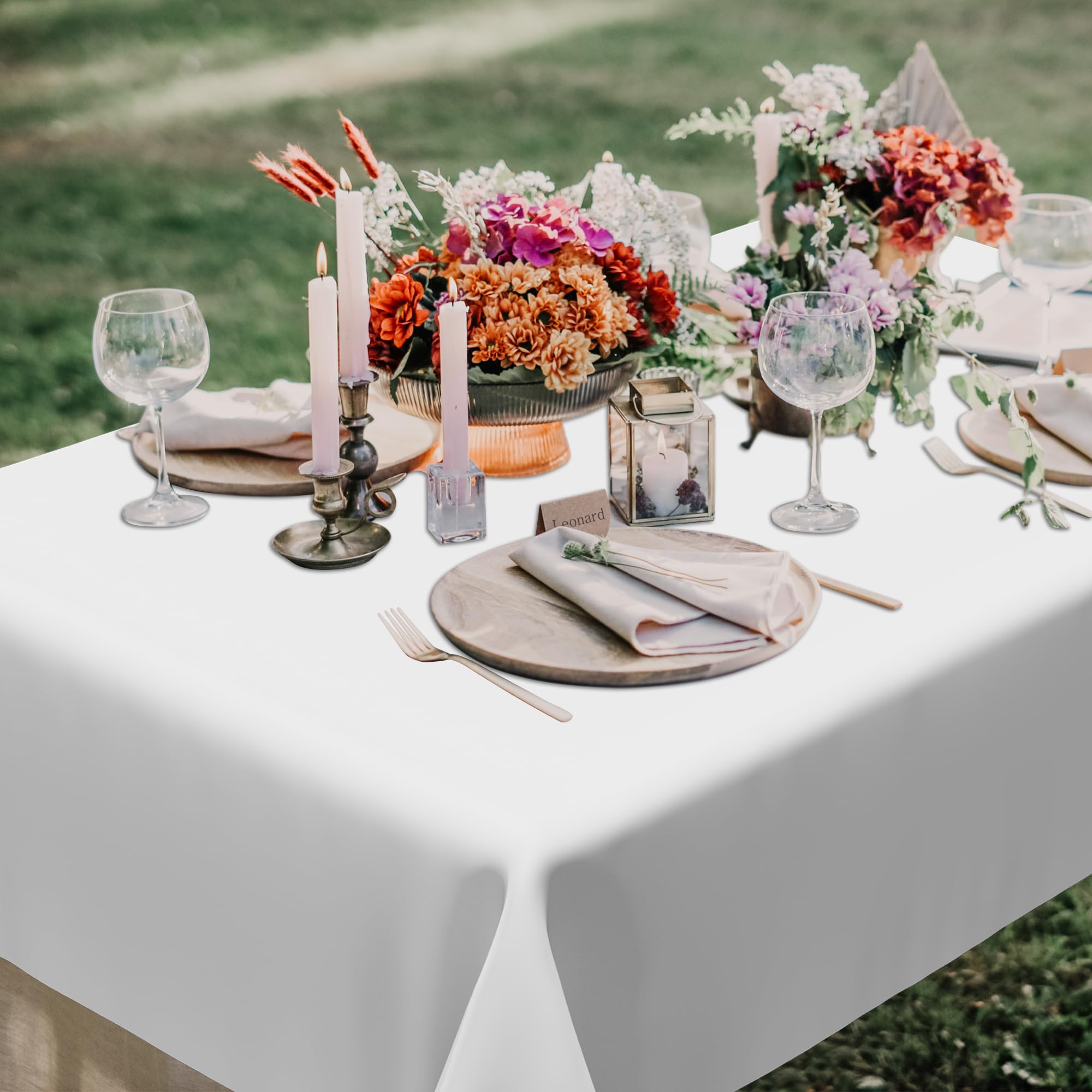 4 Packs White Plastic Tablecloth, Sturdy Disposable Table Cloth, 54 X 108 Inches Paper Table Cloths for Parties Disposable, Effortless Cleanup for Picnic Table Cloths Parties Birthday and Any Occasion