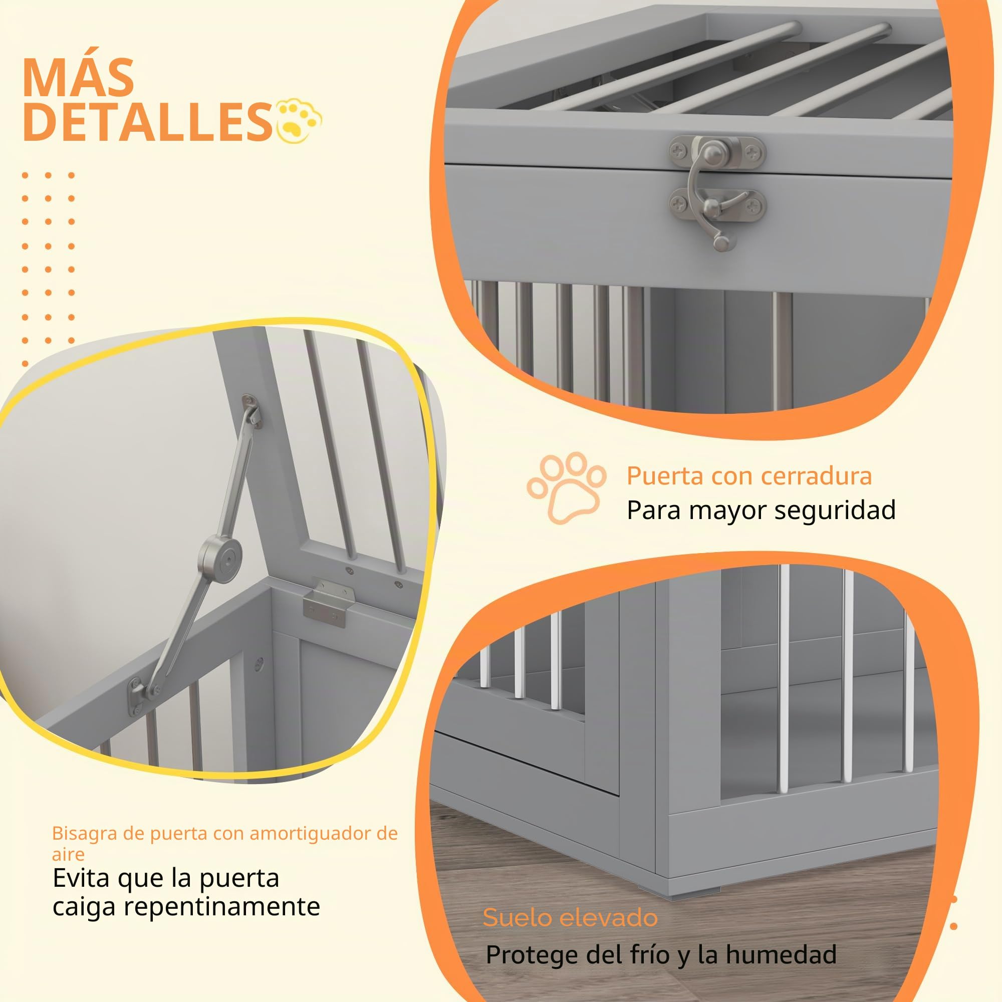 Jaula para Perros PawHut para casa, caseta para Perros, Jaula para Perros medianos, caseta para Perros con Puertas, caseta para Perros, Jaula de Transporte, Gris, 80 x 50 x 56,5 cm
