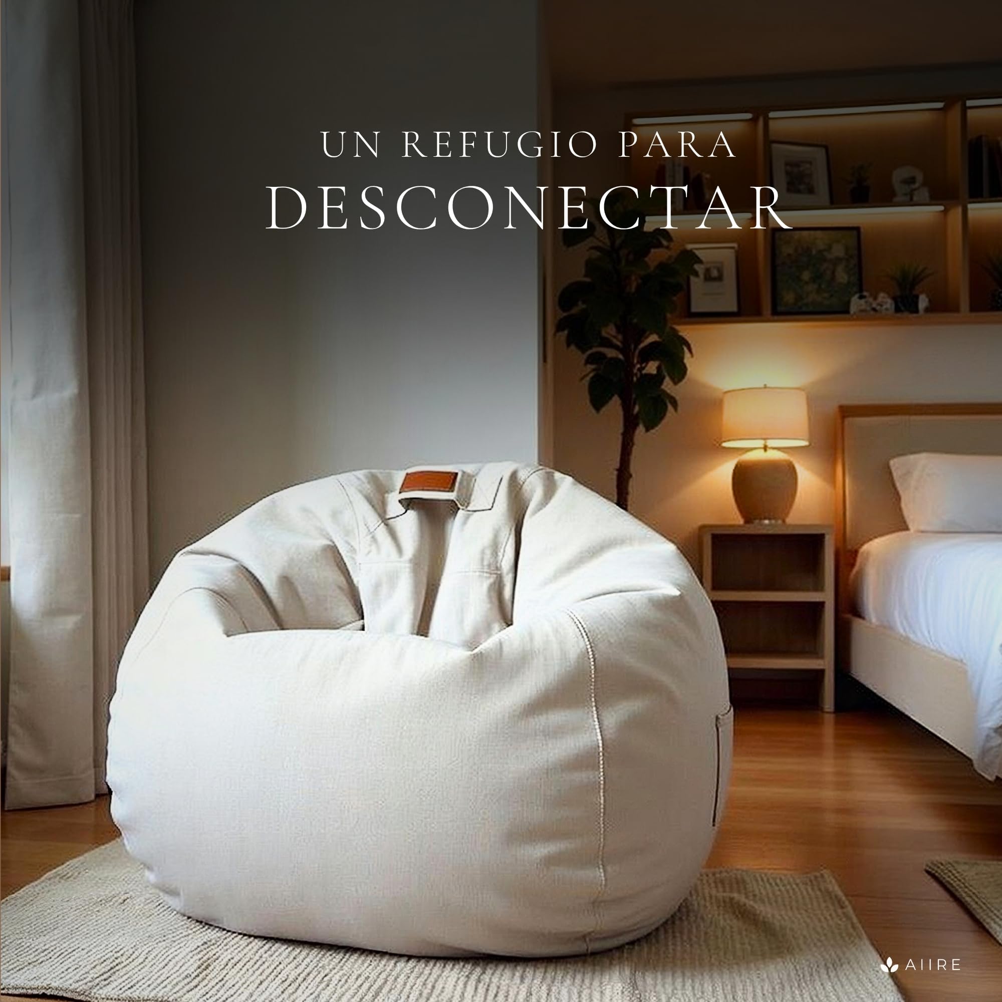Aiire Puff con Relleno Incluido Moderno - Sillon Puf de Salon en Algodón Premium - Desenfundable y Lavable - Puffs Pera Redondos para Habitación Juvenil - Bean Bag Gamer [90x65]