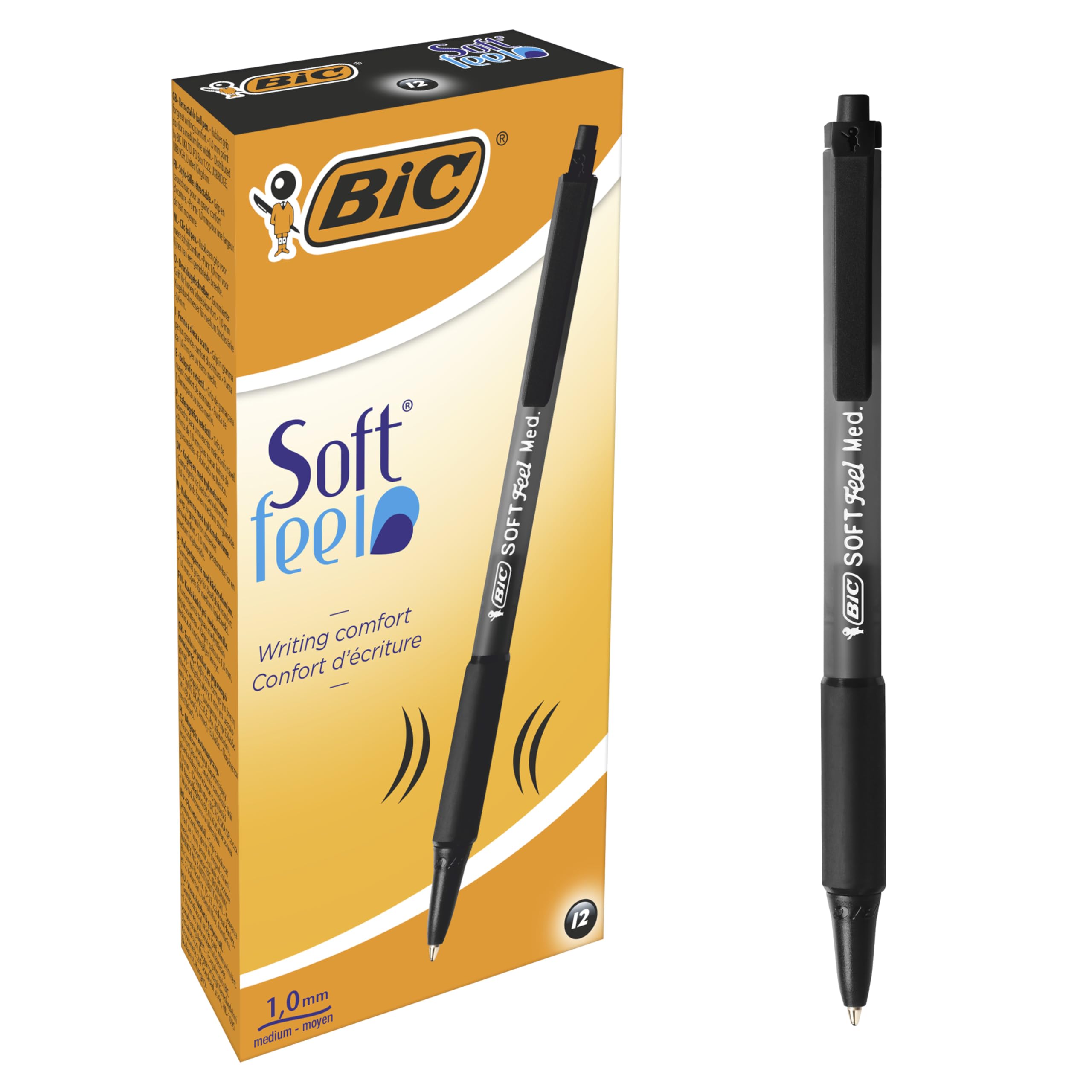 Bic Soft Feel 8373971 Długopisy, Czarny, 12 szt.