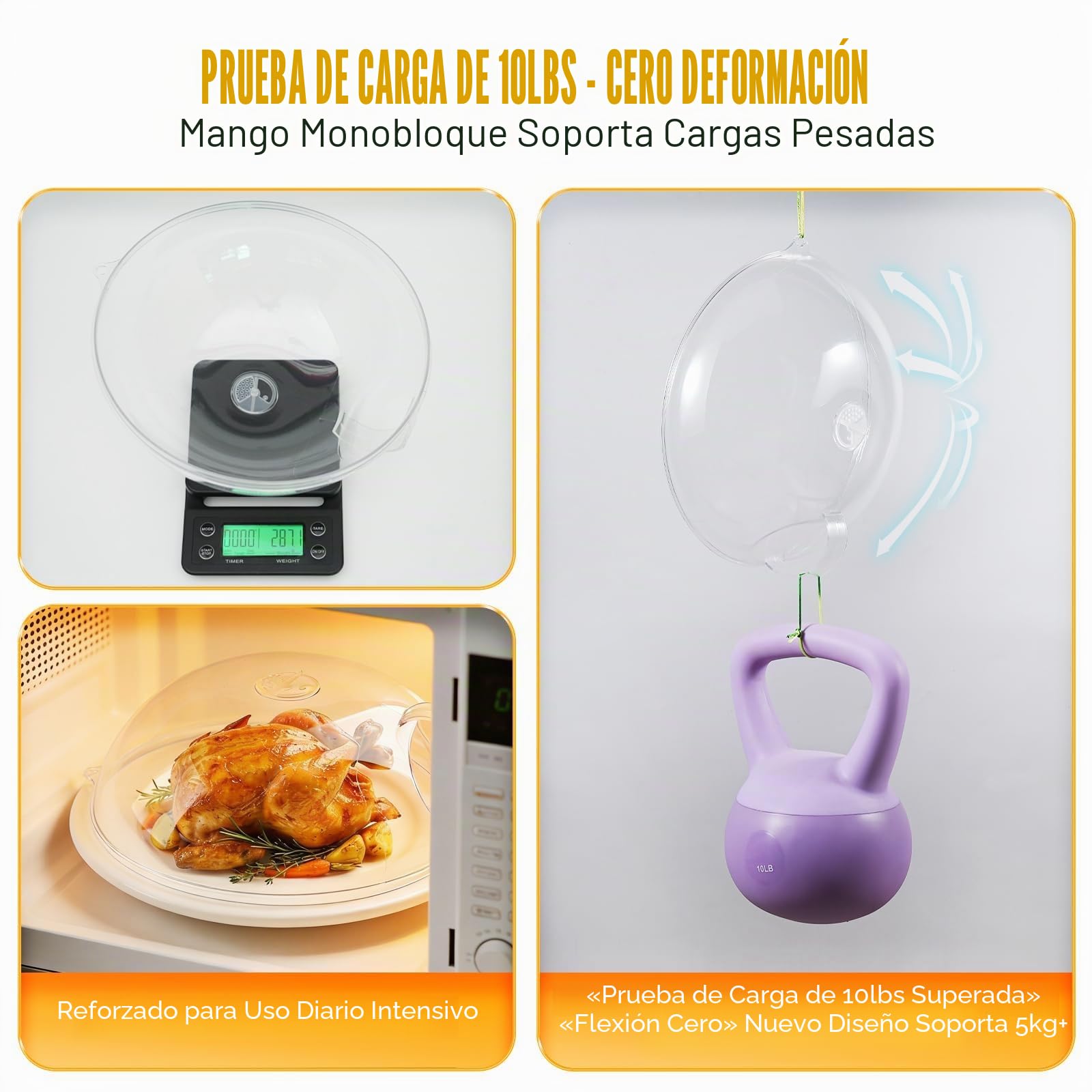 Cubierta de salpicaduras de microondas para alimentos, tapa transparente de protección contra salpicaduras de microondas con asa, cubierta de plato para servir para el hogar, cocina, esencial