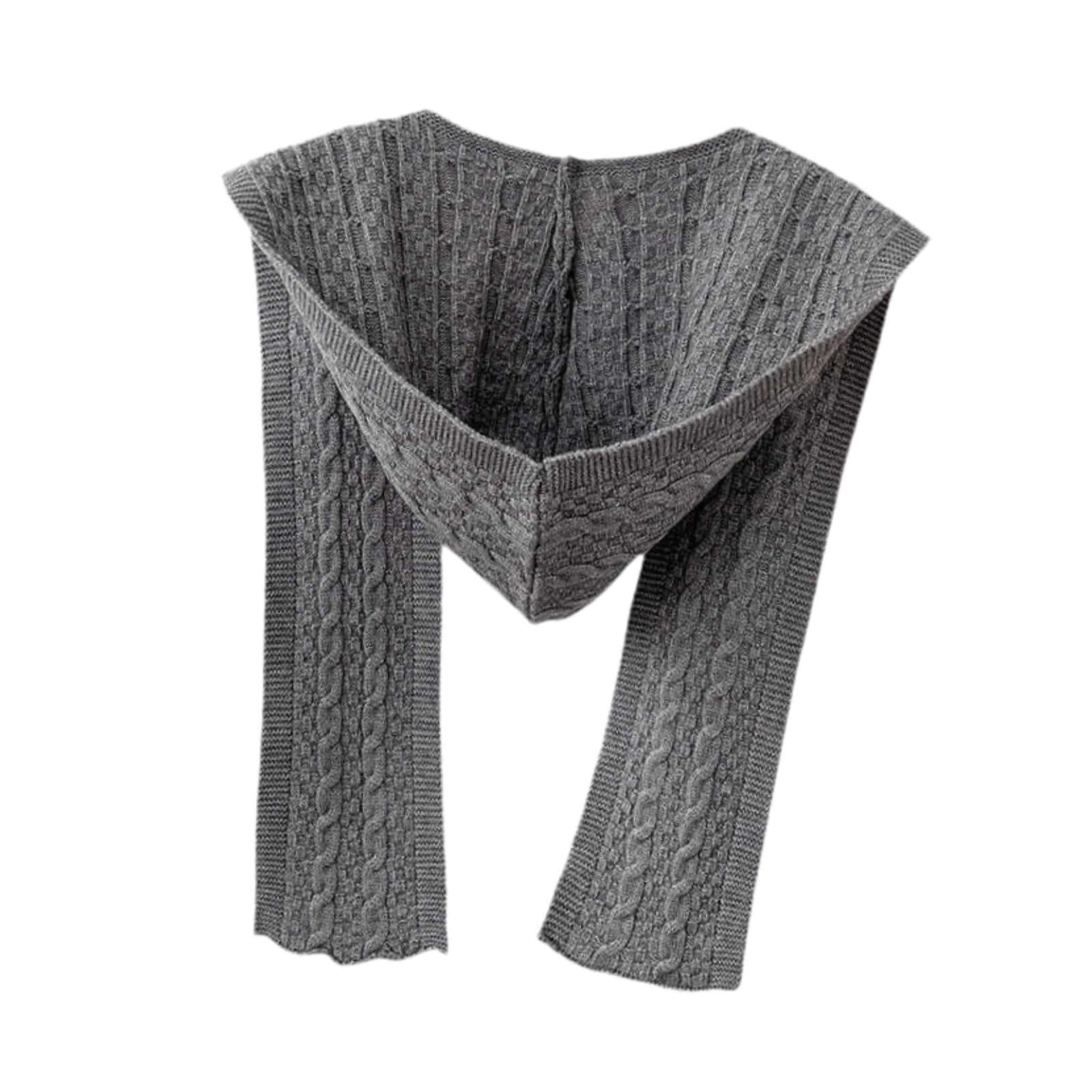 Merishopp Scarf with Hoodie Windproof Casual Winter Balaclava for Women Walking Female Gray|Clothing Shoes & Accessories | Scarves & Wraps|1 Hooded Scarf-image-7