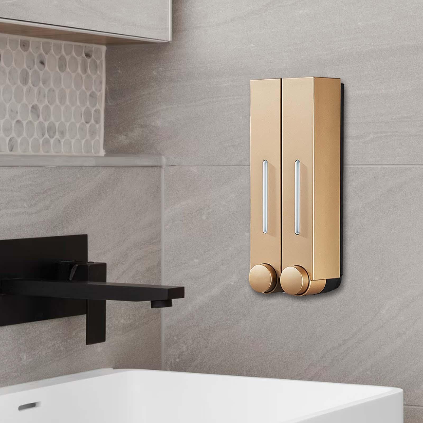 MagiDeal Dispensador Manual de Jabón para Platos, Contenedor de Loción Práctico, Resistente, Recargable, Montado en La Pared, para El Hogar, Baño, Cocina, Rest, Doble Cabeza