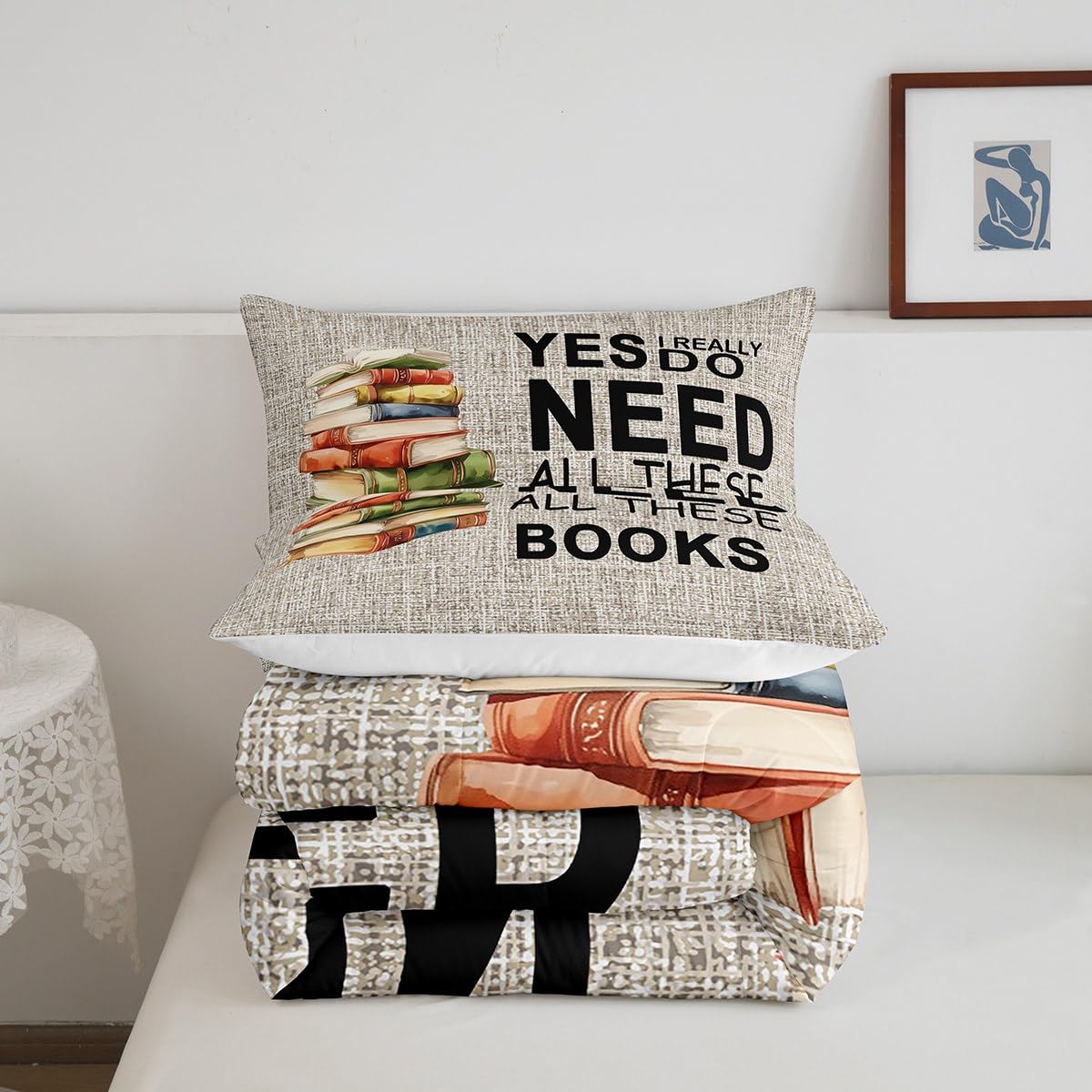 Castle Fairy Set di biancheria da letto con motivo libri per adolescenti, per letto matrimoniale, per amanti dei libri, decorazione per la camera da letto di bambini, ragazzi e ragazze, inserto per