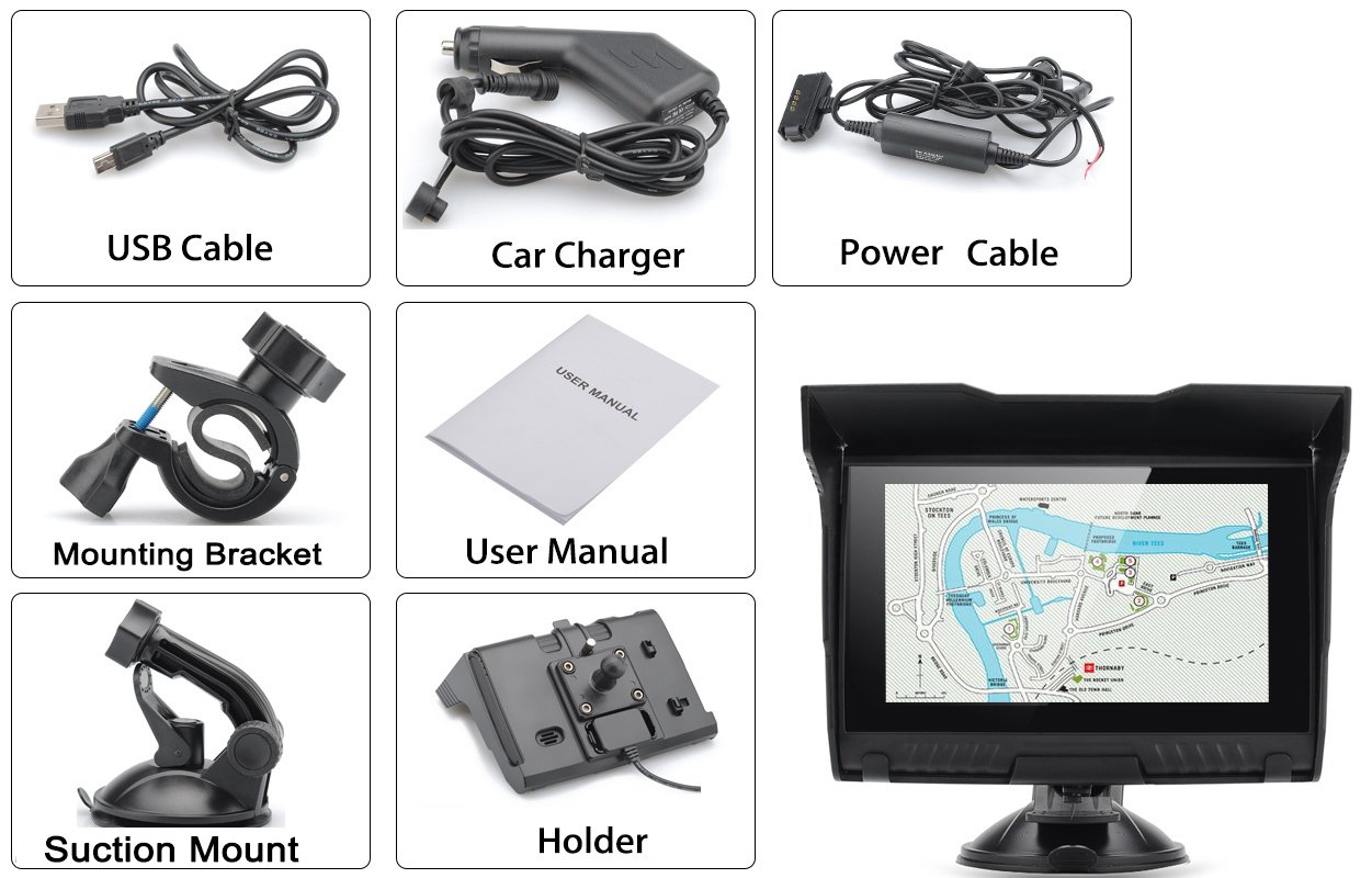 BW 5 Pollici Moto GPS - IPX5 Impermeabile Valutazione, Bluetooth, 8GB Memoria Interna, Micro SD Card Slot