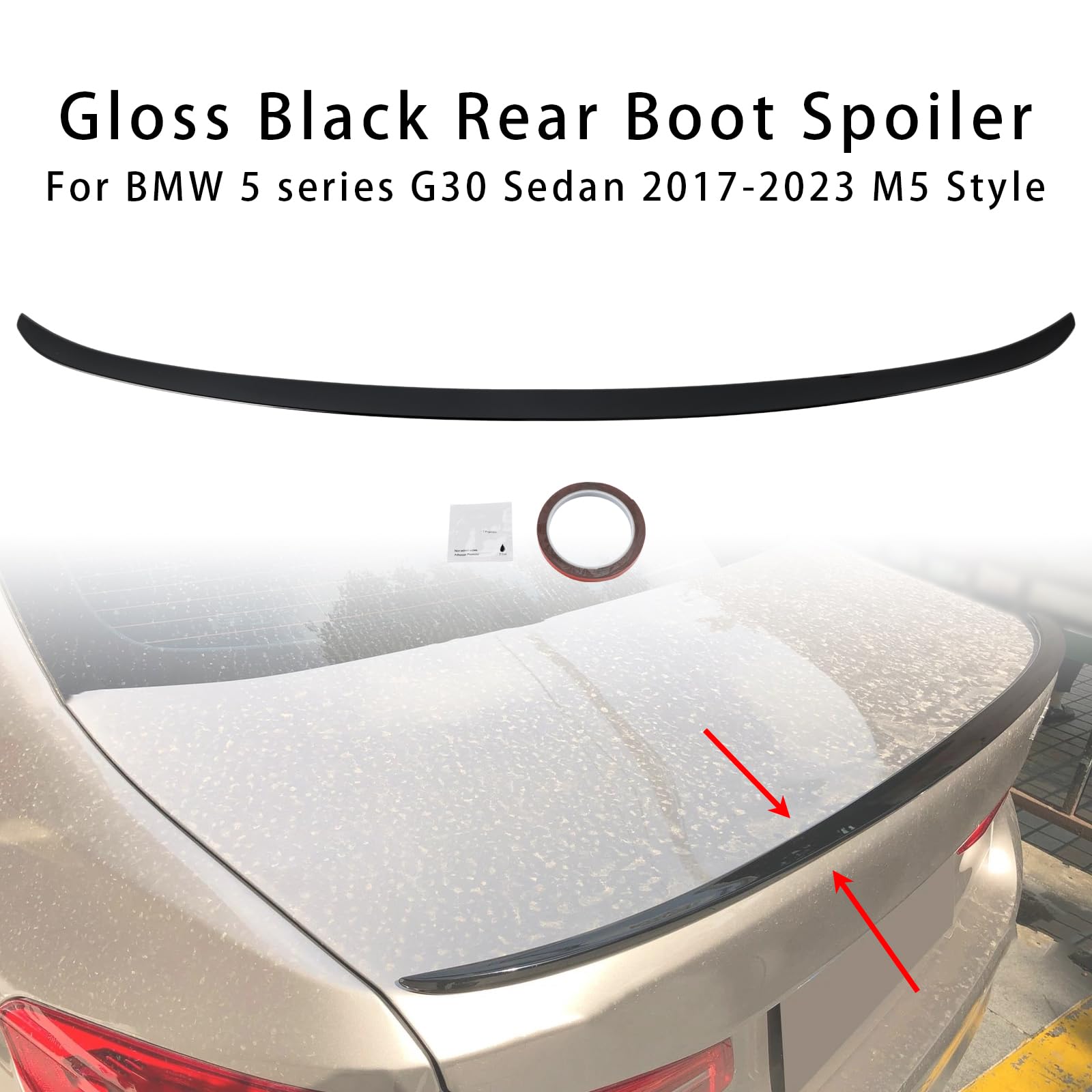 Topteng Gloss Black Rear Boot Spoiler Apto para BMW 5 Series G30 Sedan 2017-2023 M5 Style