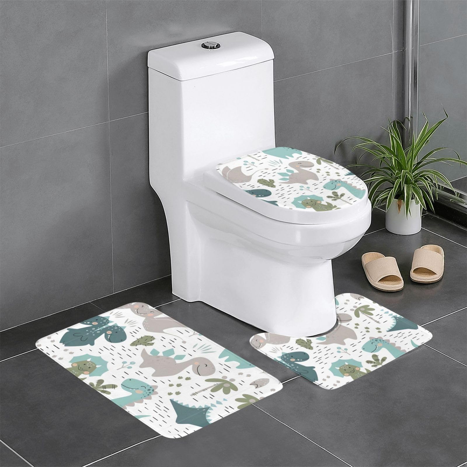 Tapis de salle de bain lot de 3 dinosaures tapis de cuisine et chambre