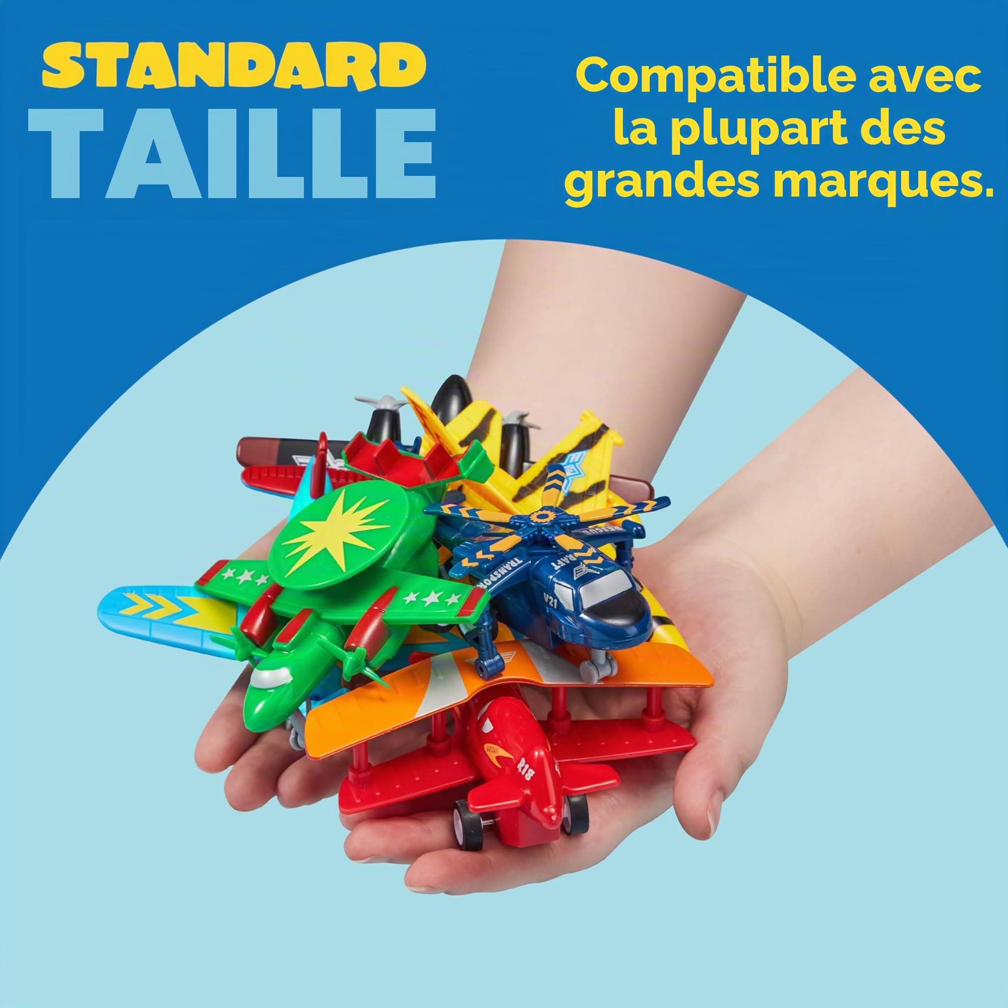 JOYIN 16 Pièces d'Avion à Tirer, Ensemble de Jeu pour Garçons, Comprenant Hélicoptère, Avion à Réaction, Cadeaux pour Tout-Petits et Enfants de 2 à 8 Ans