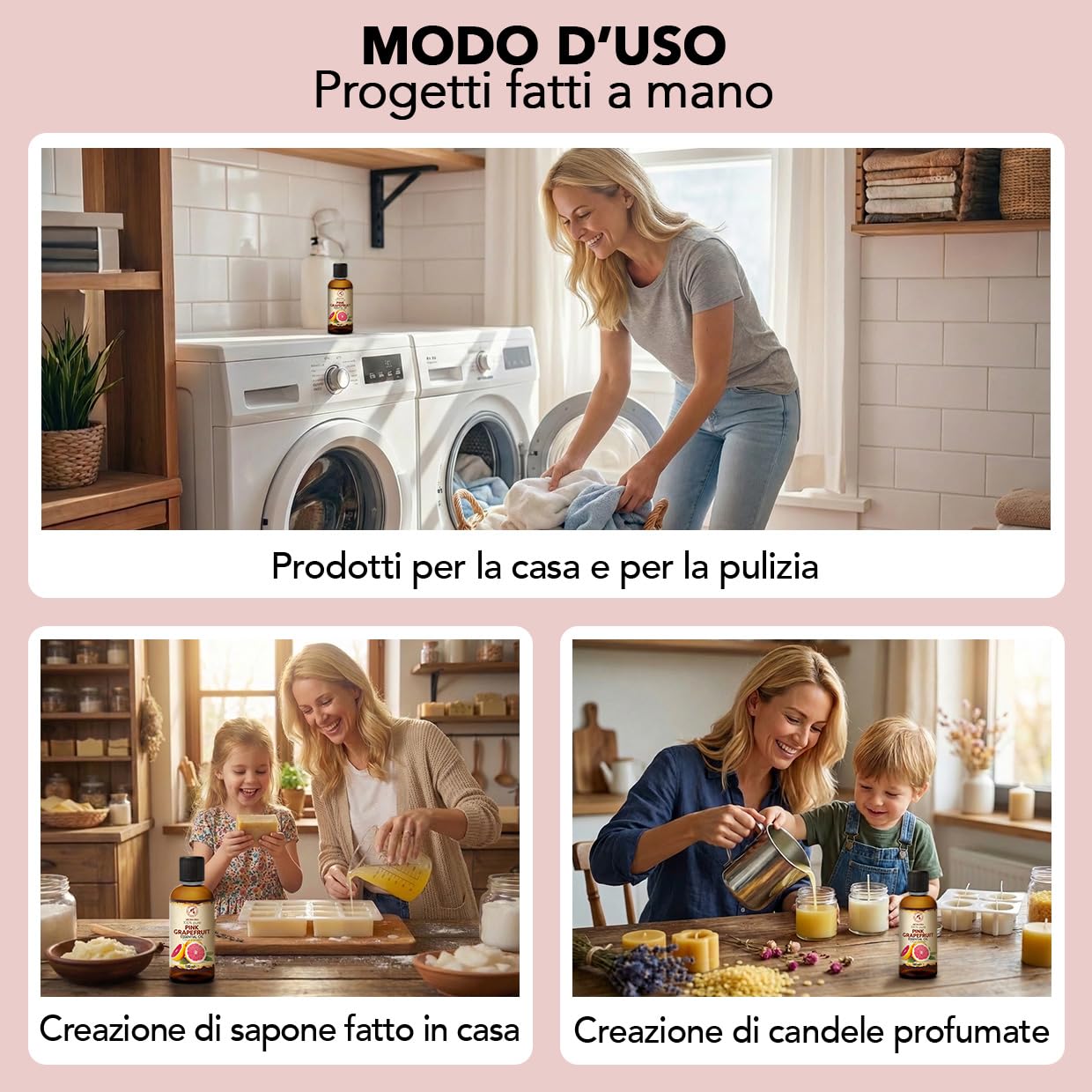 Olio Essenziale di Pompelmo Rosa 100 ml - per Diffusore e Aromaterapia | Per diffusori e lampade aroma; saponi e candele; profumo per la casa; aroma di agrumi; fragranza fresca; profumo d’ambiente
