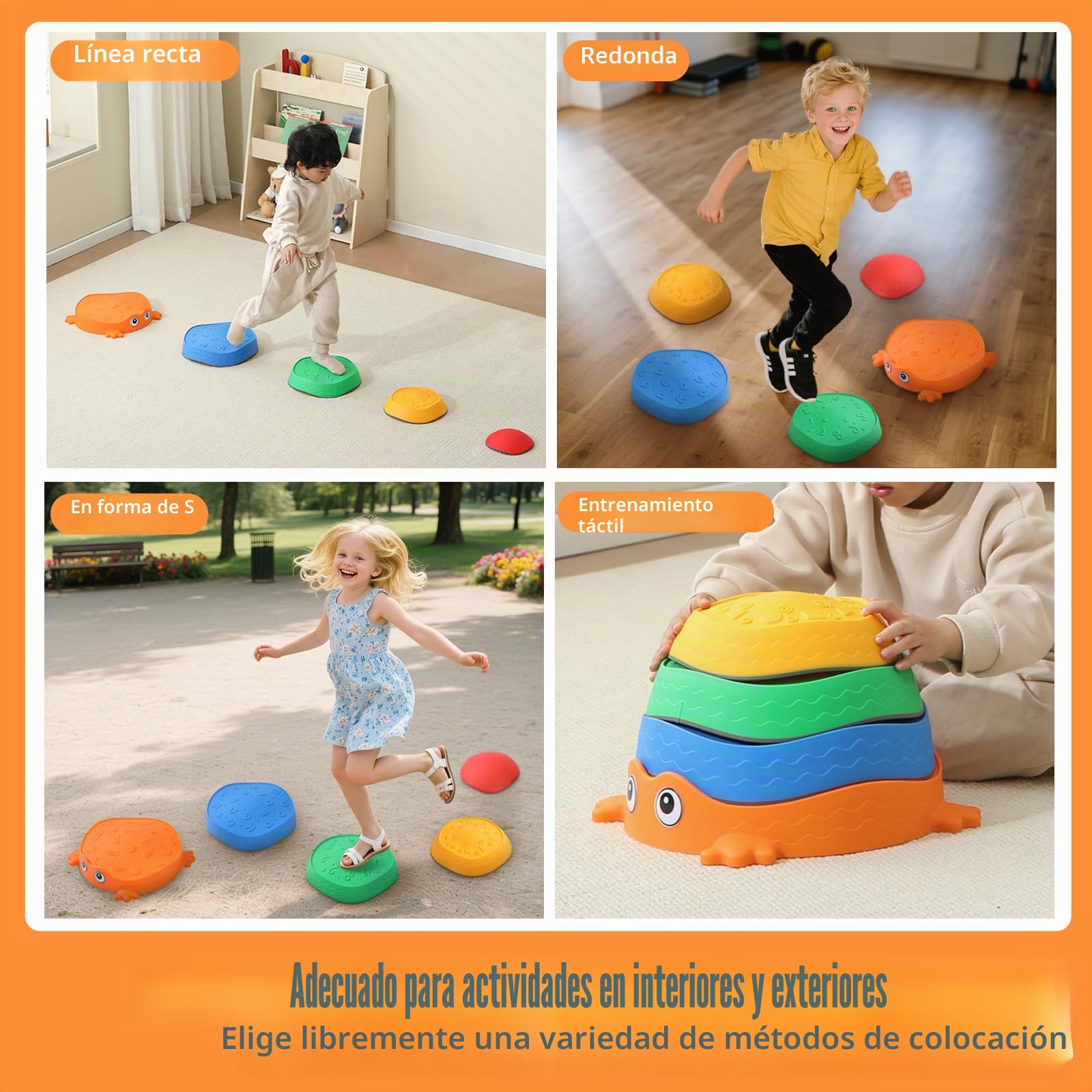 Piedras de Equilibrio para Niños,5 Piedras Apilables Antideslizante, Que Fomentan el Equilibrio y Habilidades Motoras en Niños, Curso de Obstáculos, Equipo de Juego en Interiores y Exteriores