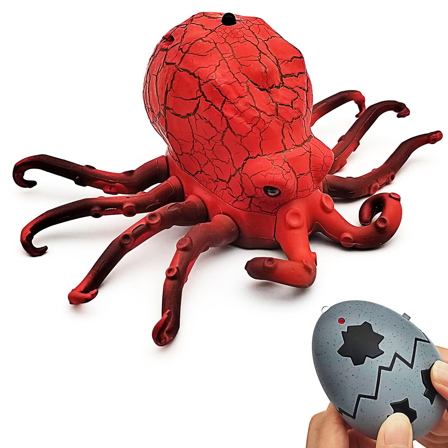 Escomdp Realistic RC Octopus Toys Remote Control Animal Vehicle Car Prank Pet Cat Dog Teasing Kids Gifts (Red)