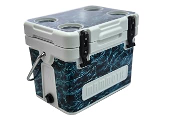 Mammoth Cruiser 30 Cooler, Insulated Hard Ice Chest with 27 Quart Capacity, Holds 30 Cans, Great for Fishing Boat, White/Mossy Oak Elements Seawater